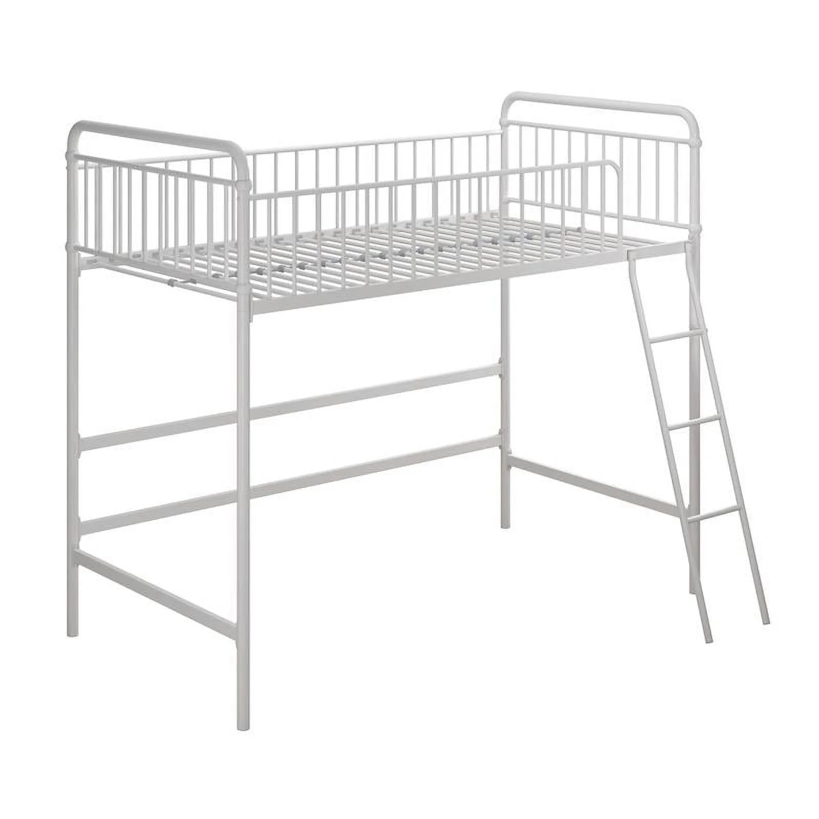 Max & Finn Karcey Twin Metal Loft Bed in White