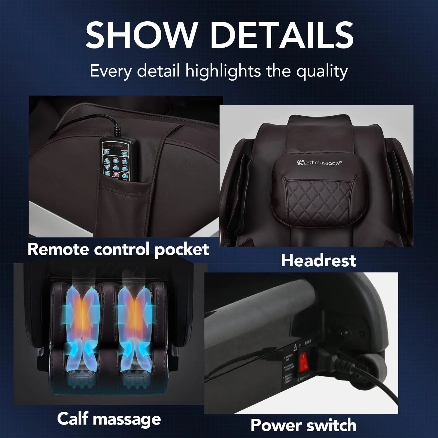 BestMassage Massage Chair,Electric Shiatsu Full Body Zero Gravity Massage Recliner Chair Built-in Heat，Brown