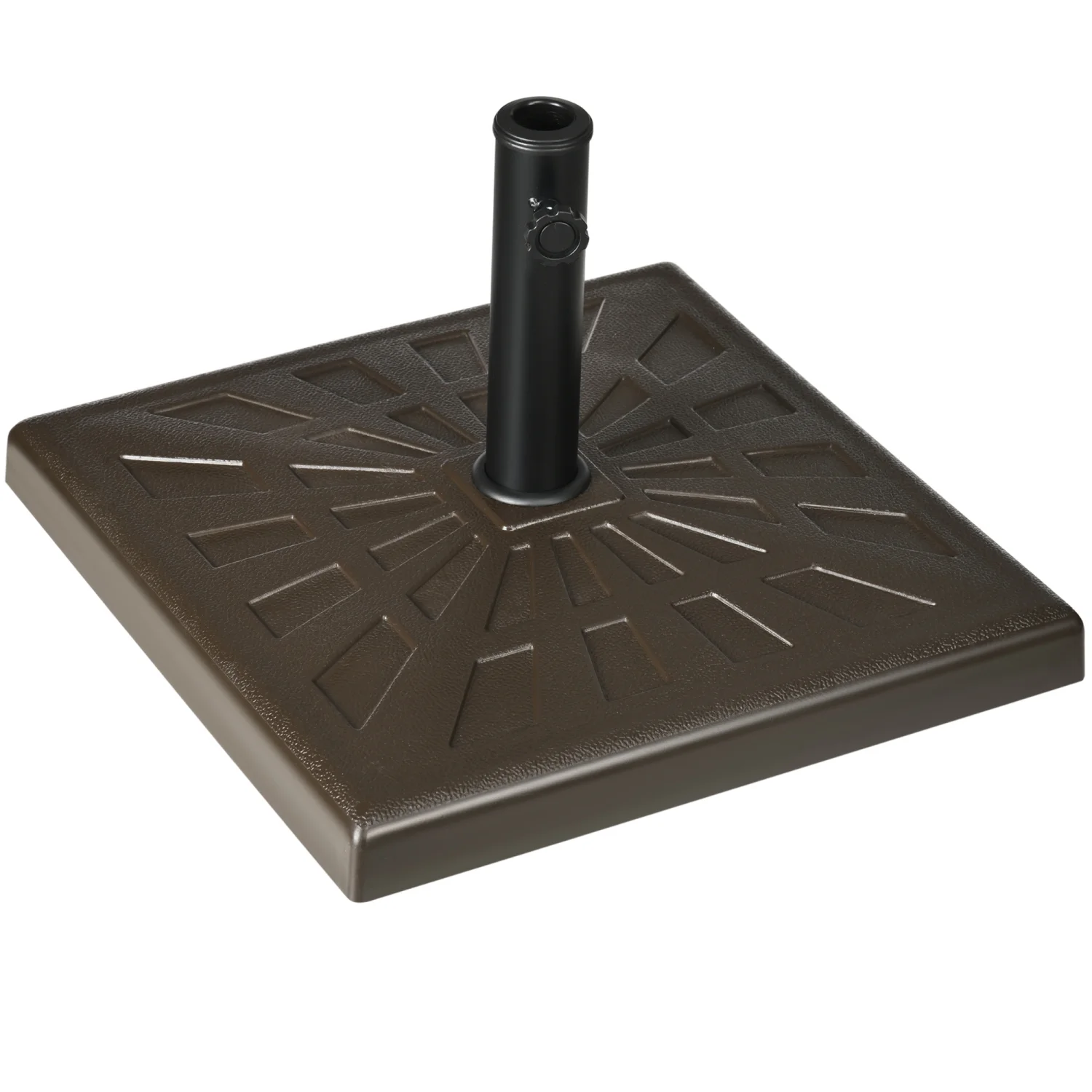 JHOOTUUO 42lbs Resin Patio Umbrella Base  20” Square Outdoor  Holder for Parasol Poles 1.26”  1.5”  and 1.9” Dia  Brown