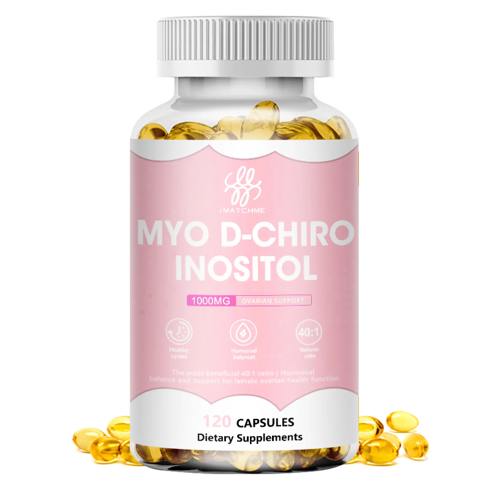 Myo-Inositol & D-Chiro Inositol Capsules | 60-Day Supply | Hormonal Balance & Healthy Ovarian Function Support for Women | 120 Capsules