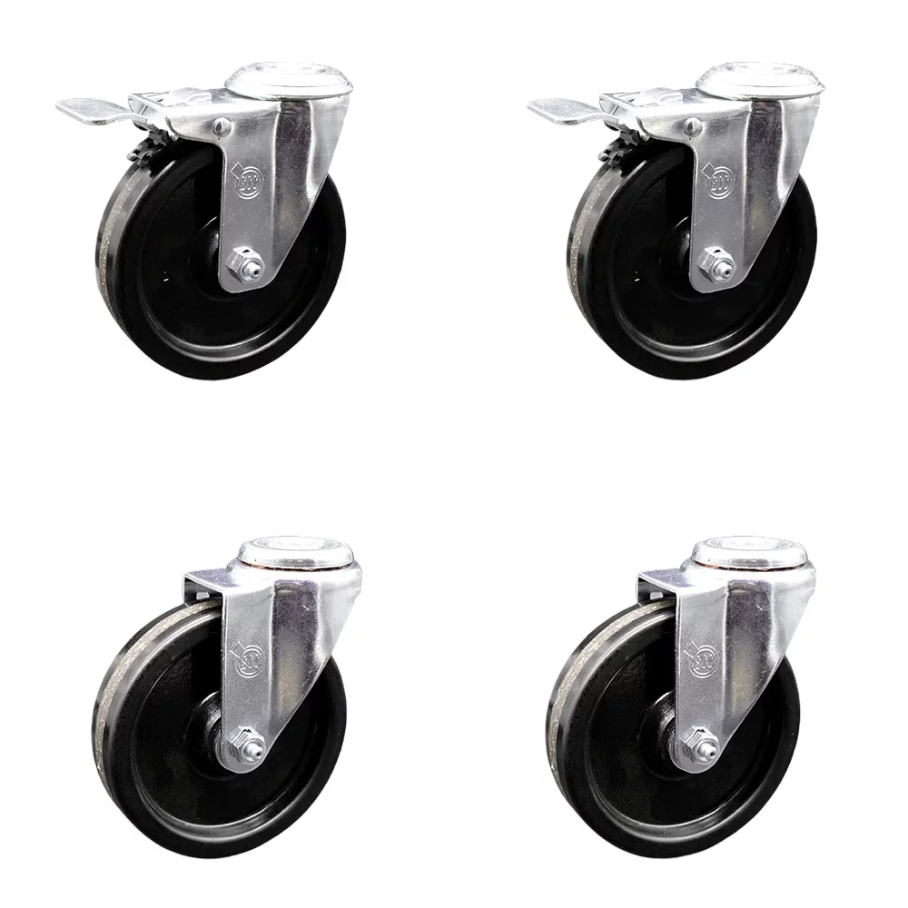 Phenolic Swivel Bolt Hole Caster Set of 4 w/5