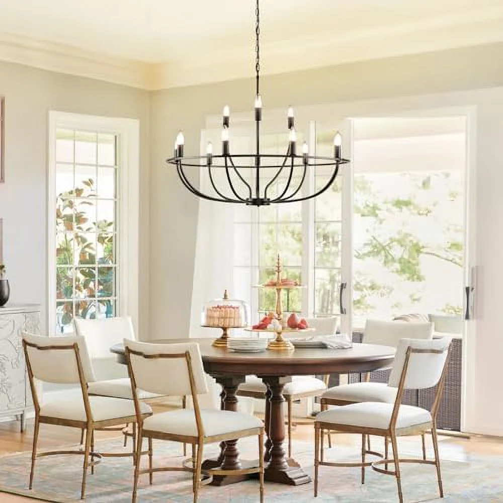 JDZHAPPYLIFE Black Crystal Chandelier  6-Light Rustic Industrial Iron Chandeliers for Dining Room Lighting Fixtures Hanging  Candle Chandelier for Kitchen Island  Hallway  Living Room  Fo