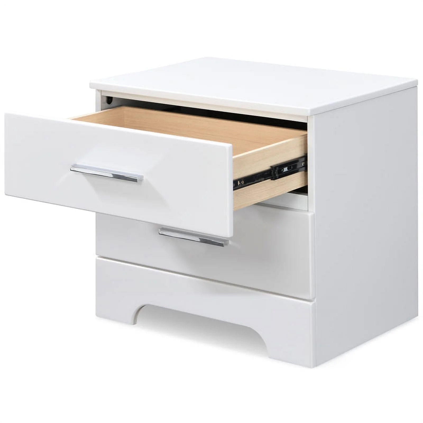 Home Square 2 Drawer Wood Nightstand in White Finish - Set of 2