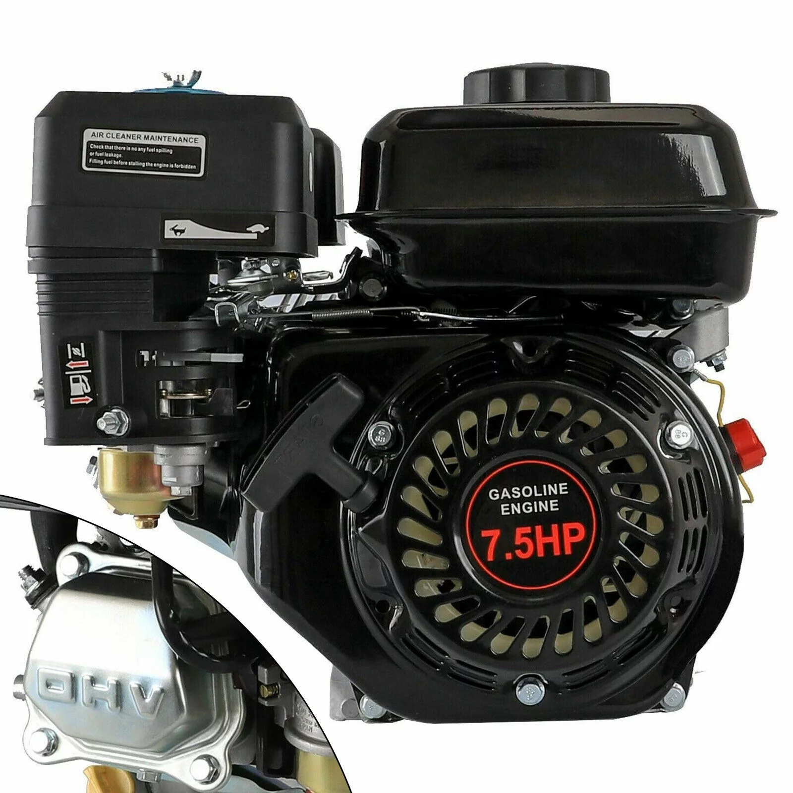 ZhdnBhnos 7.5HP 4Stroke Pull Start Gasoline Engine Horizontal Air Cooled Single Cylinder Motor for Honda GX160