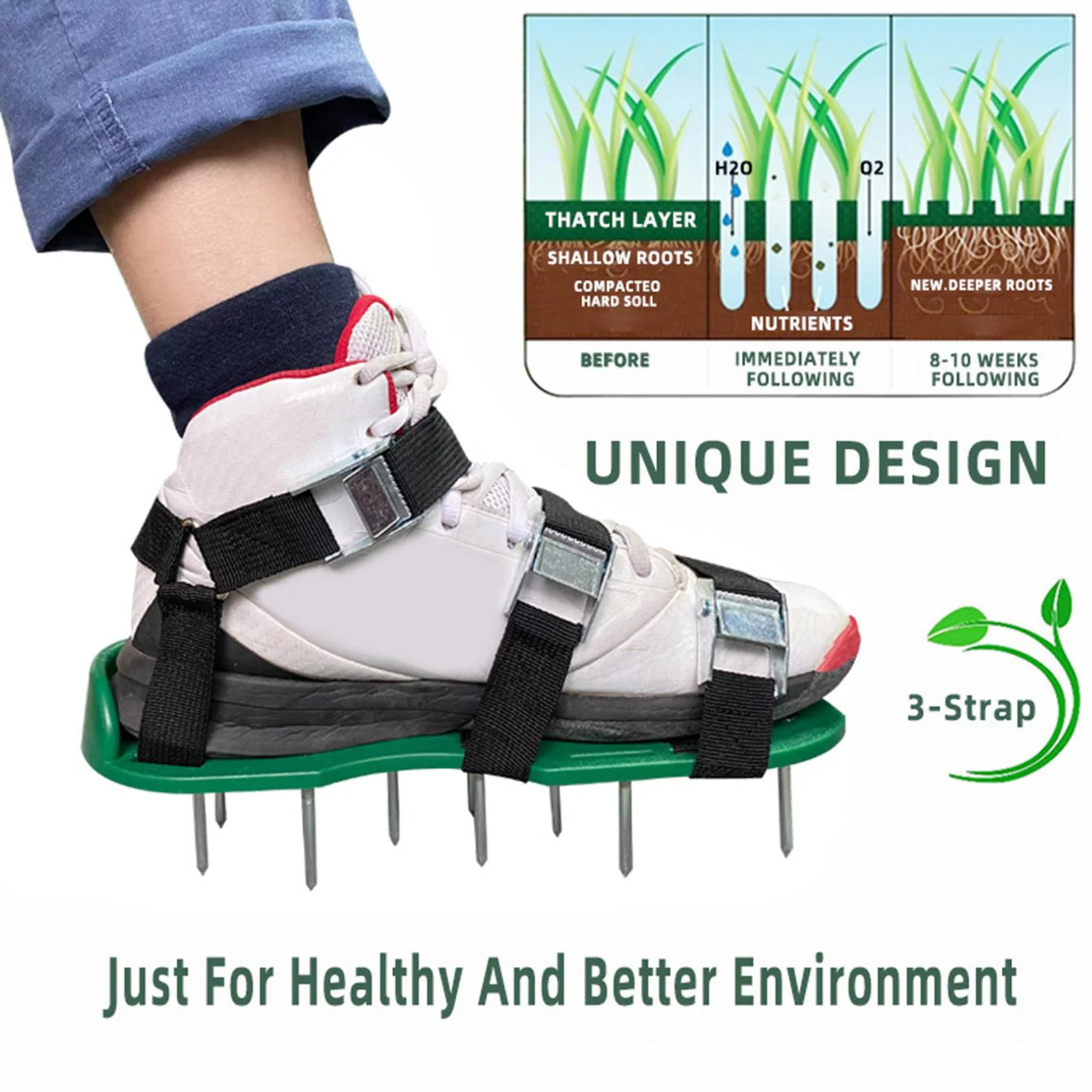 Lawn Aerator Shoes, Lawn Aerator Shoe Lawn Aerating Sandals with Adjustable Straps, 26 mini size garden Tools for Yard Patio Lawn Garden