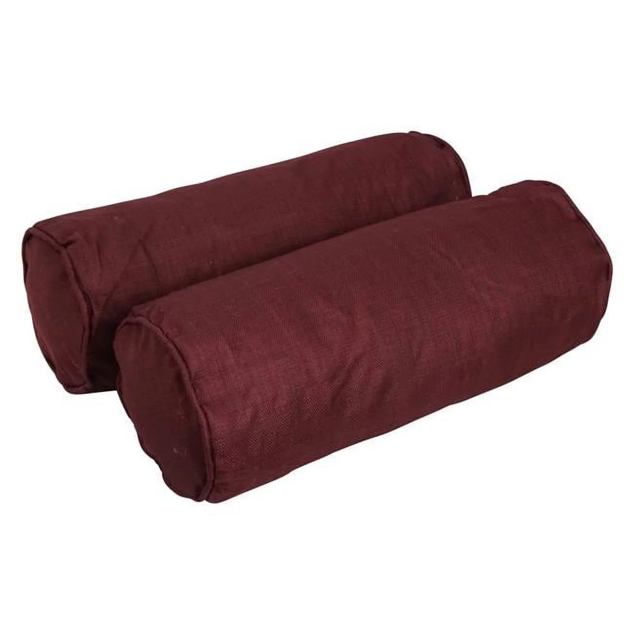 Blazing Needles  20 x 8 in. Double-Corded Spun Polyester Bolster Pillows with Inserts, Merlot - Set of 2