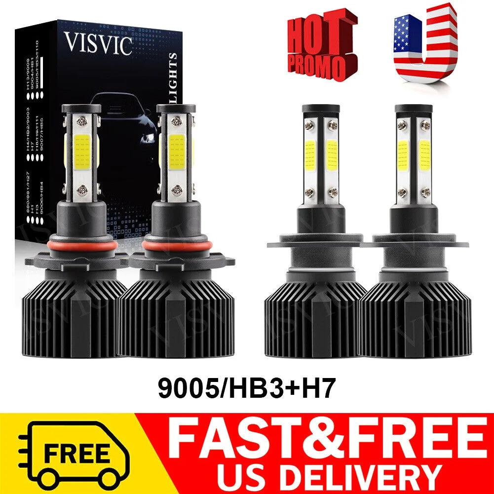 For Kia Forte 2017-2018 Comb Kit 9005 H7 LED Headlight High Low Beam 6K Whitep