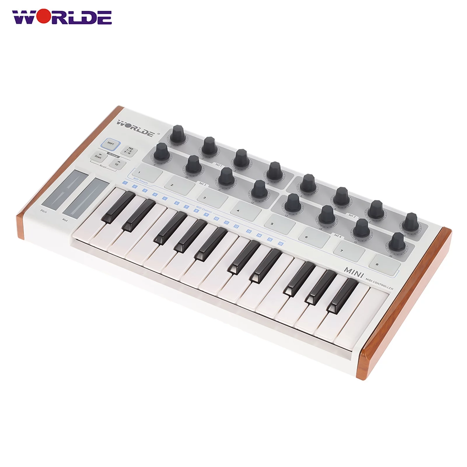 Carevas Worlde Ultra-Portable Mini Professional 25-Key USB MIDI Drum Pad and Keyboard Controller