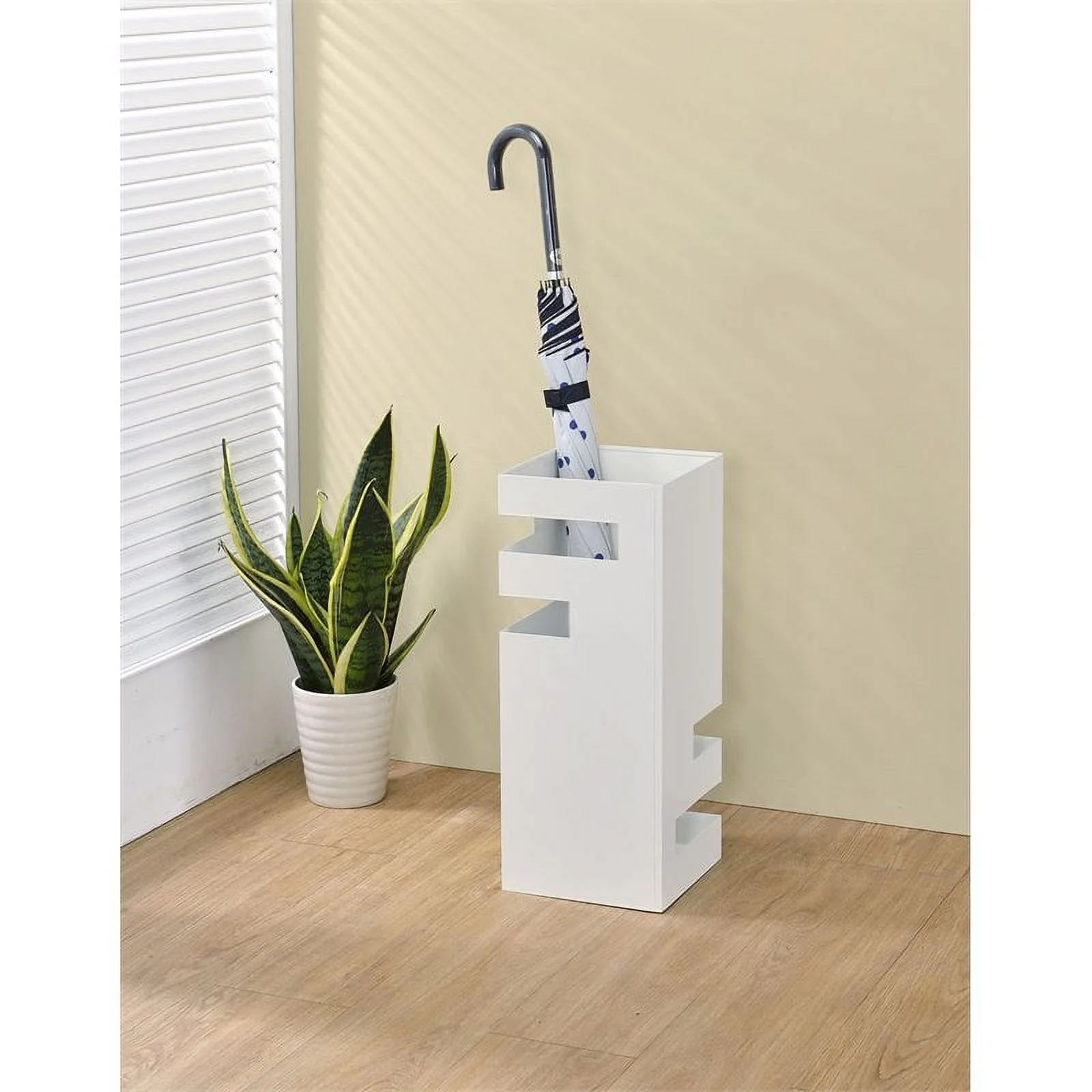 Pilaster Designs Landolt Metal Freestanding Umbrella Stand Rack in White