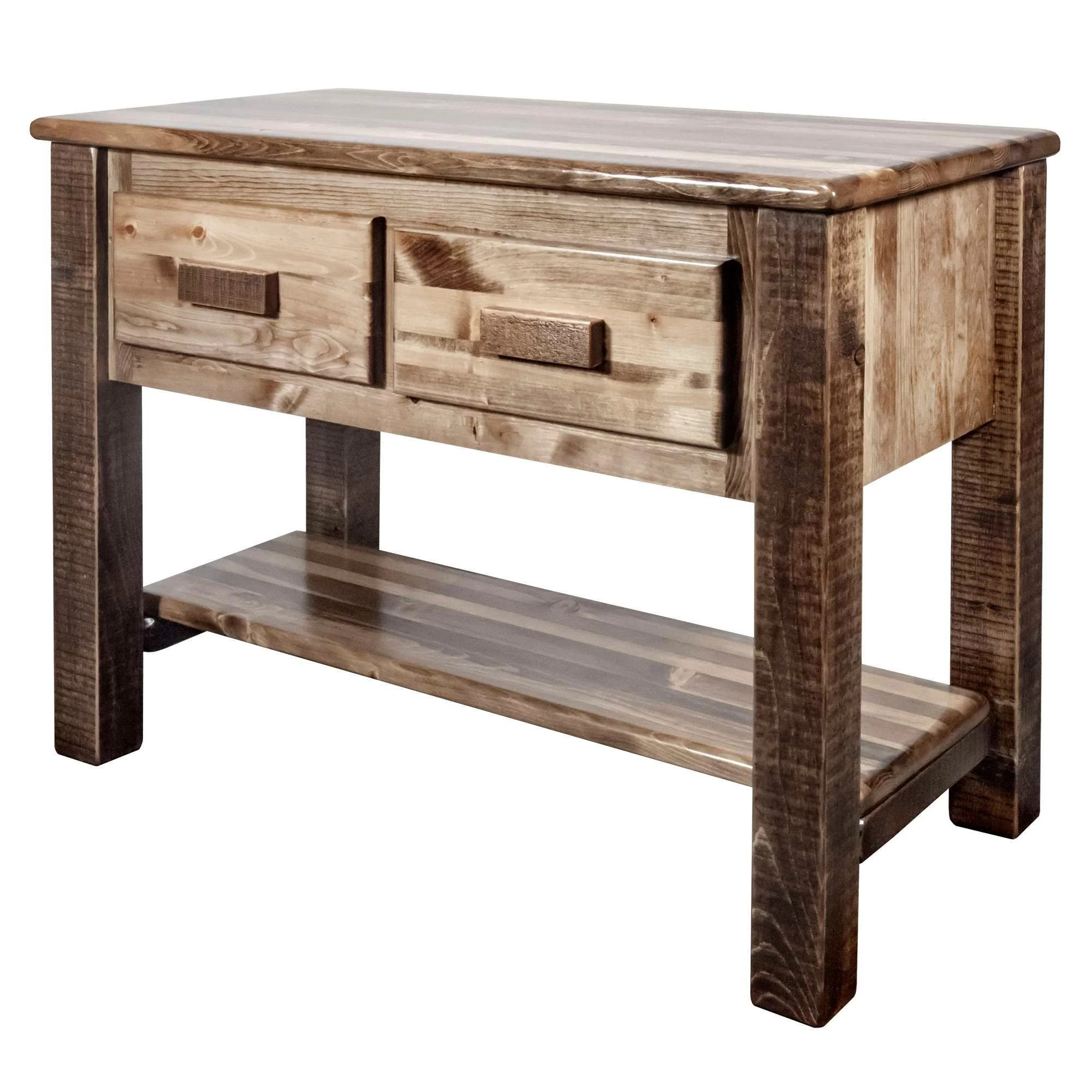 Homestead Collection Console Table w/ 2 Drawers, Stain & Clear Lacquer Finish