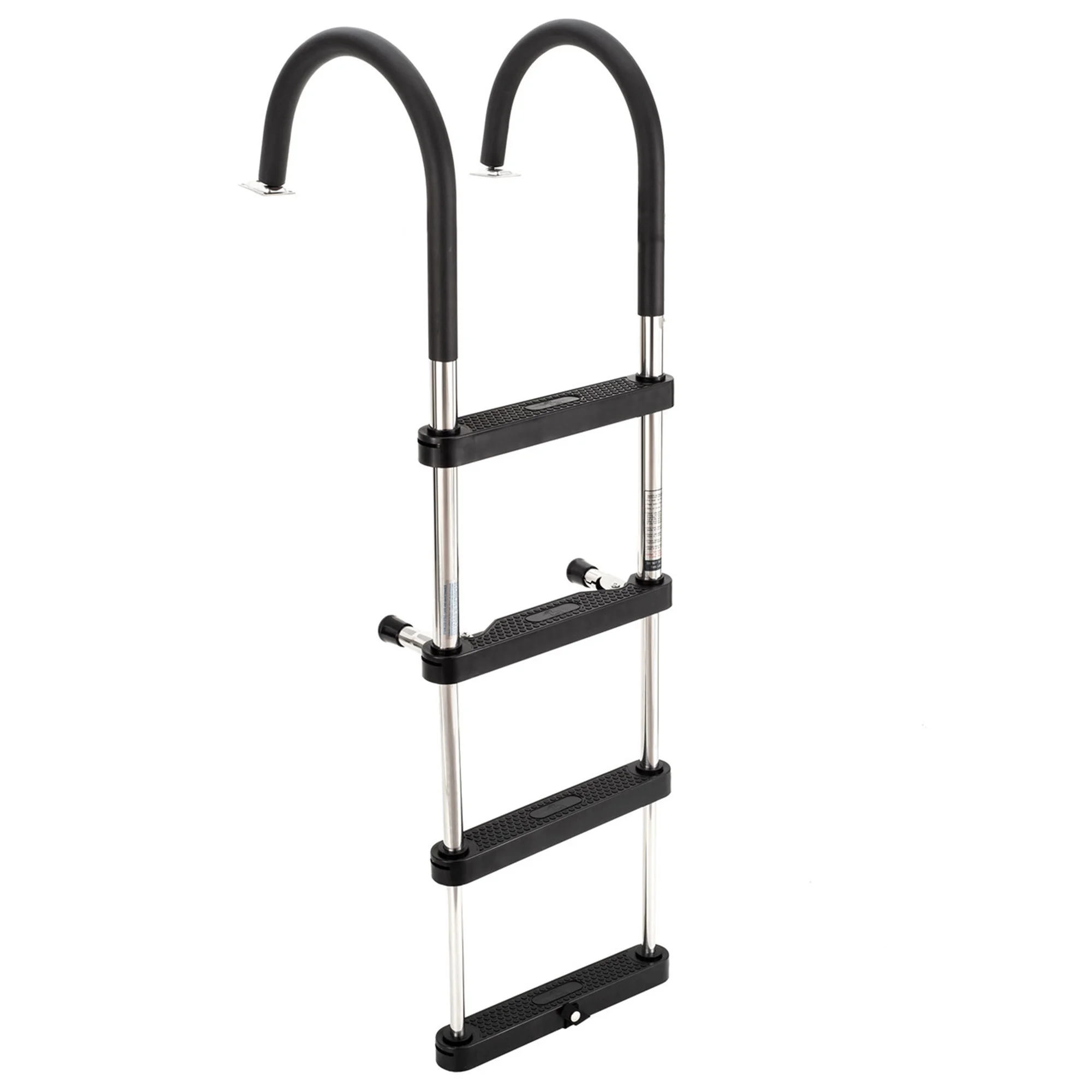 RecPro Stainless Steel Heavy Duty 4 Step Pontoon Boat Boarding Ladder