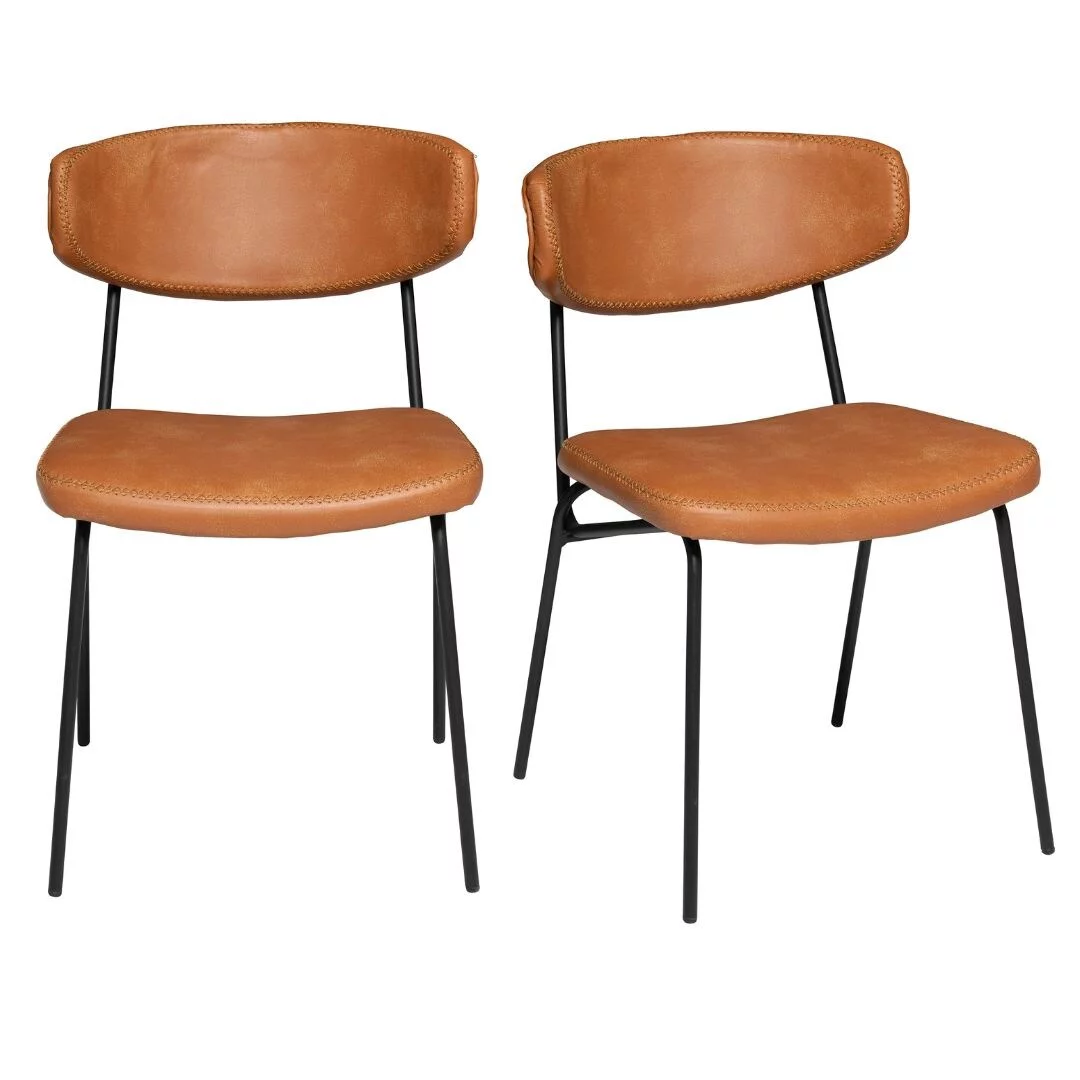 Elite Living (Set of 2) Ingrid Modern Faux Leather Dining Chair Brown