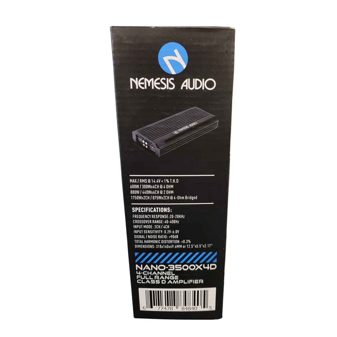 Nemesis Audio NANO-3500X4D 4-Channel 3500W Max Class-D Full-Range Car Amplifier