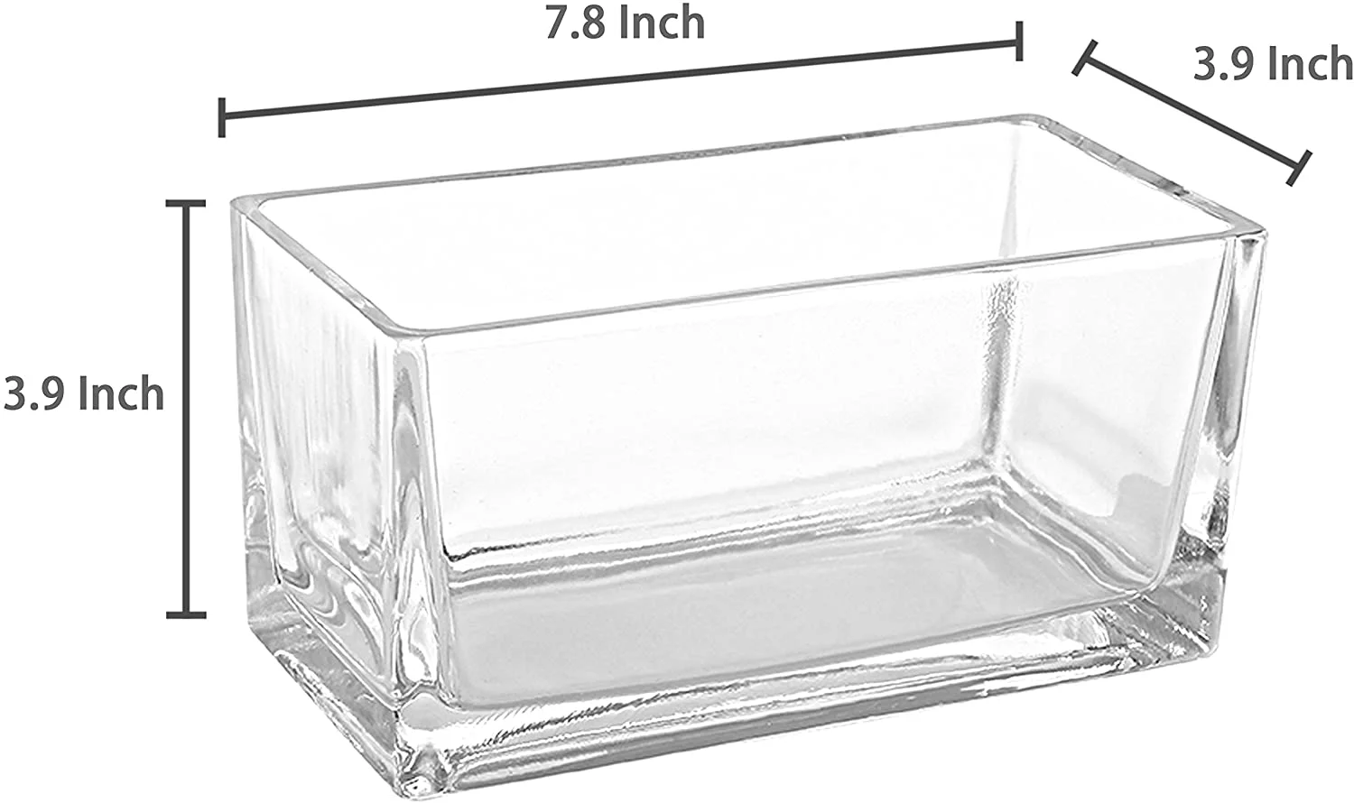 MyGift 7.5 Inch Rectangular Clear Glass Vase
