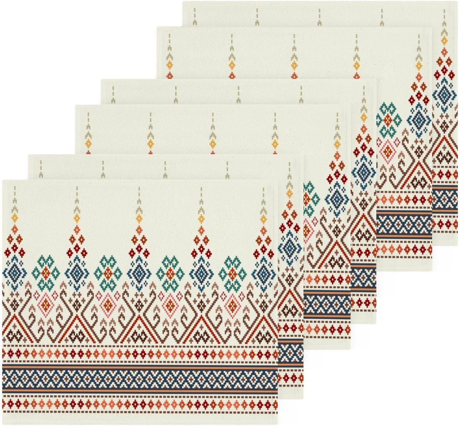 Coolnut Ethnic Ikat Pattern Washcloths Towels, Highly Absorbent and Soft Cotton Face Cloths, 4 Pack Quick Dry Wash Cloths - 12 X 12 Inches Washcloth Gift