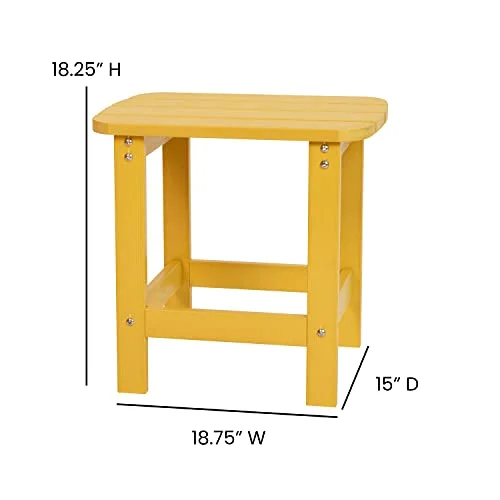 BizChair All-Weather Poly Resin Wood Adirondack Side Table in Yellow