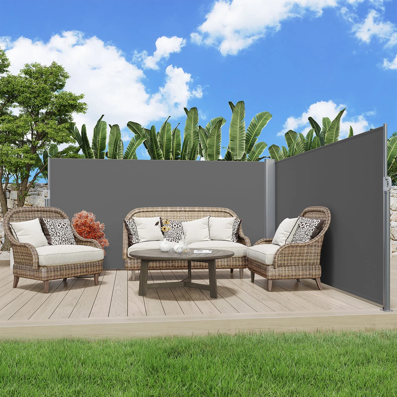 AECOJOY Double Retractable Side Awning, 236