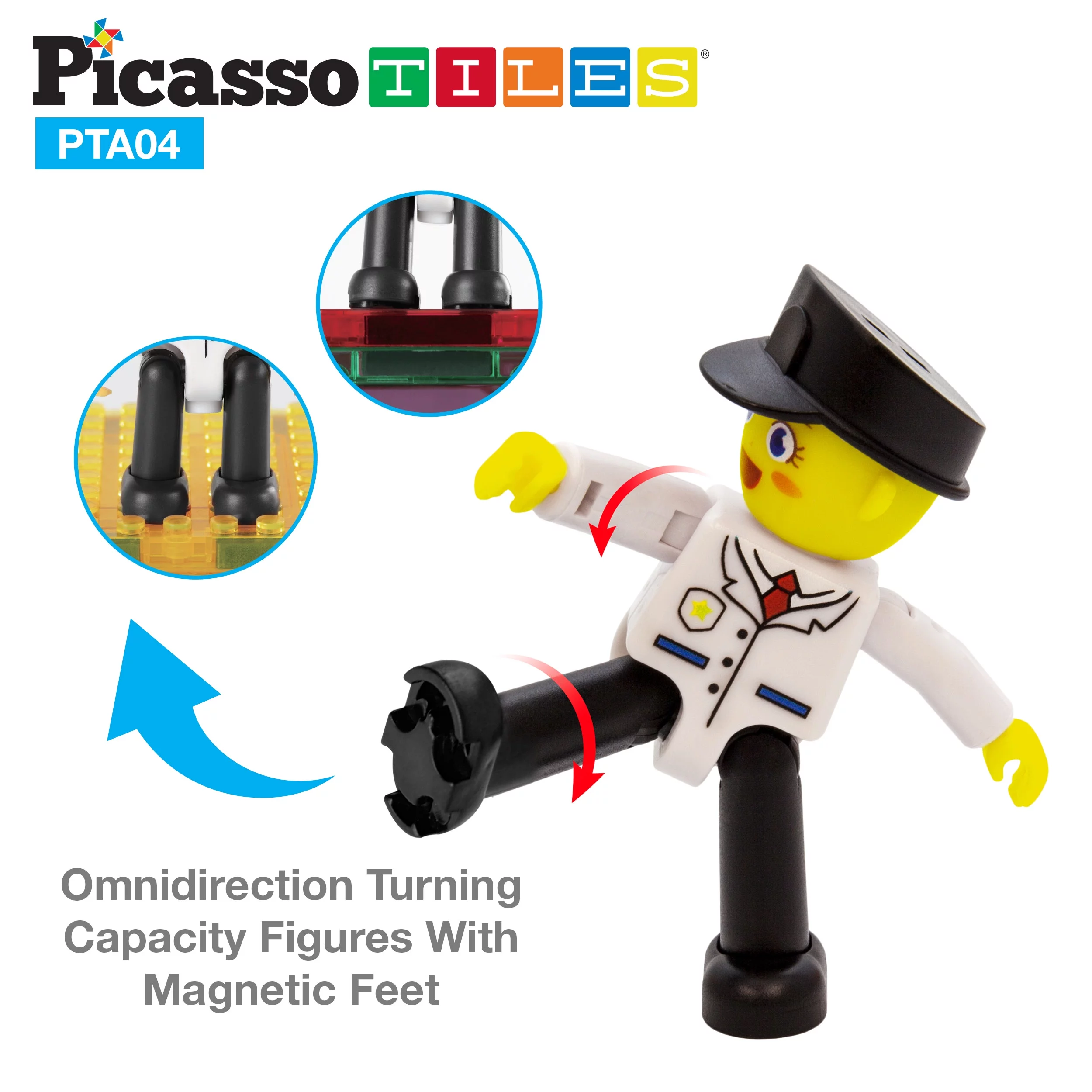 PicassoTiles 4 PC Pilot, Helicopter, Airplane Set, Magnetic Tiles, Magnetic Building Blocks for Kids, Magnet for Kids 3+