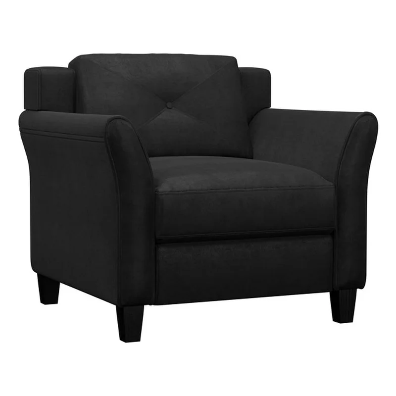 Home Square 2-Piece Set with Microfiber Chair and Sofa in Black