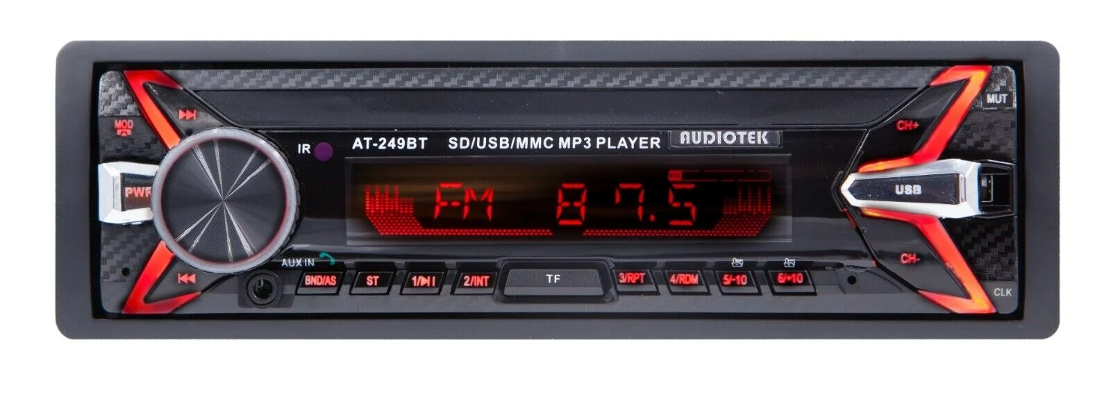 Audiotek Bluetooth Car Stereo USB SD FM Digital Media Receiver + 4x 6x9