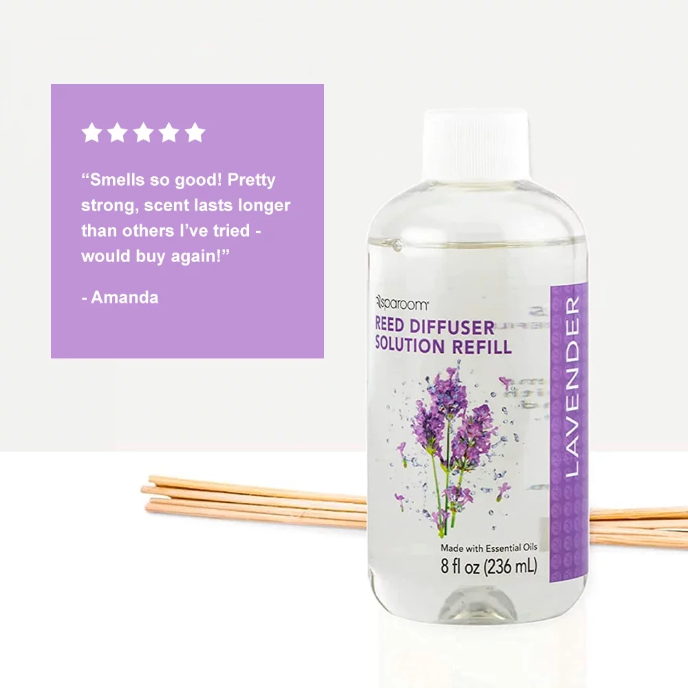 Sparoom Lavender Reed Diffuser Oil Refill, 8.45 fl oz – Long Lasting, Easy to Use, Lavender Natural Essential Oil