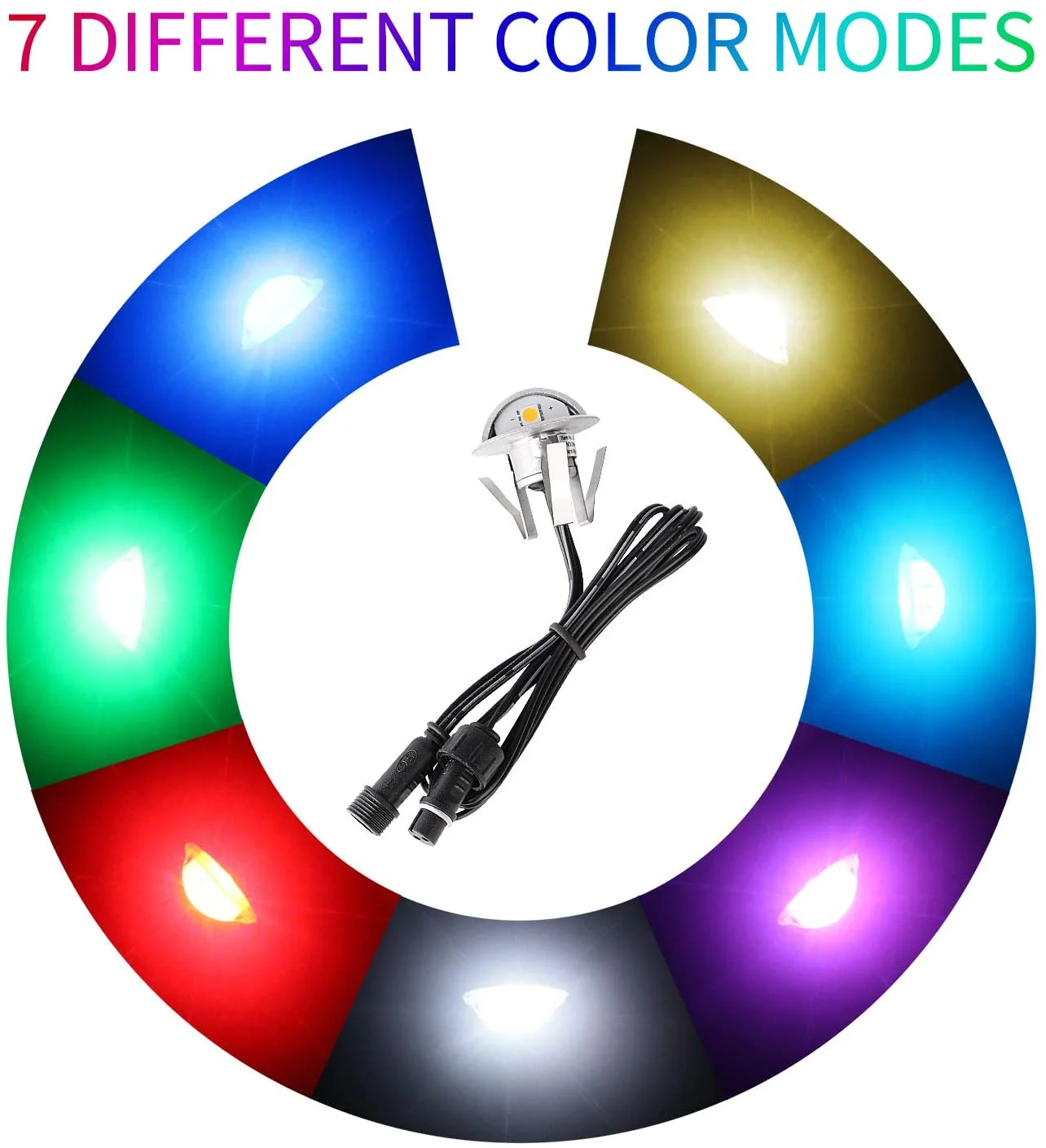 Waterproof Deck Lights Kit, 12 Pack Φ1.38 Dimmable Color Deck Light Low Voltage LED Step Stair Lighting with Remote Control for Garden,Yard,Pathway