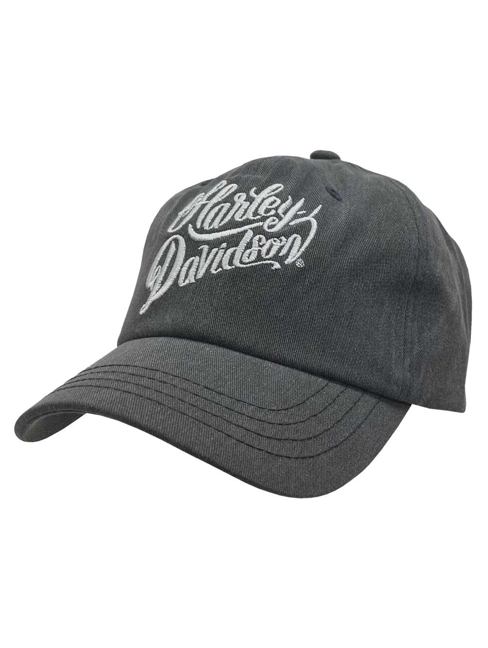 Harley-Davidson Men's Wistful Text Curved Bill Adjustable Baseball Cap - Gray, Harley Davidson