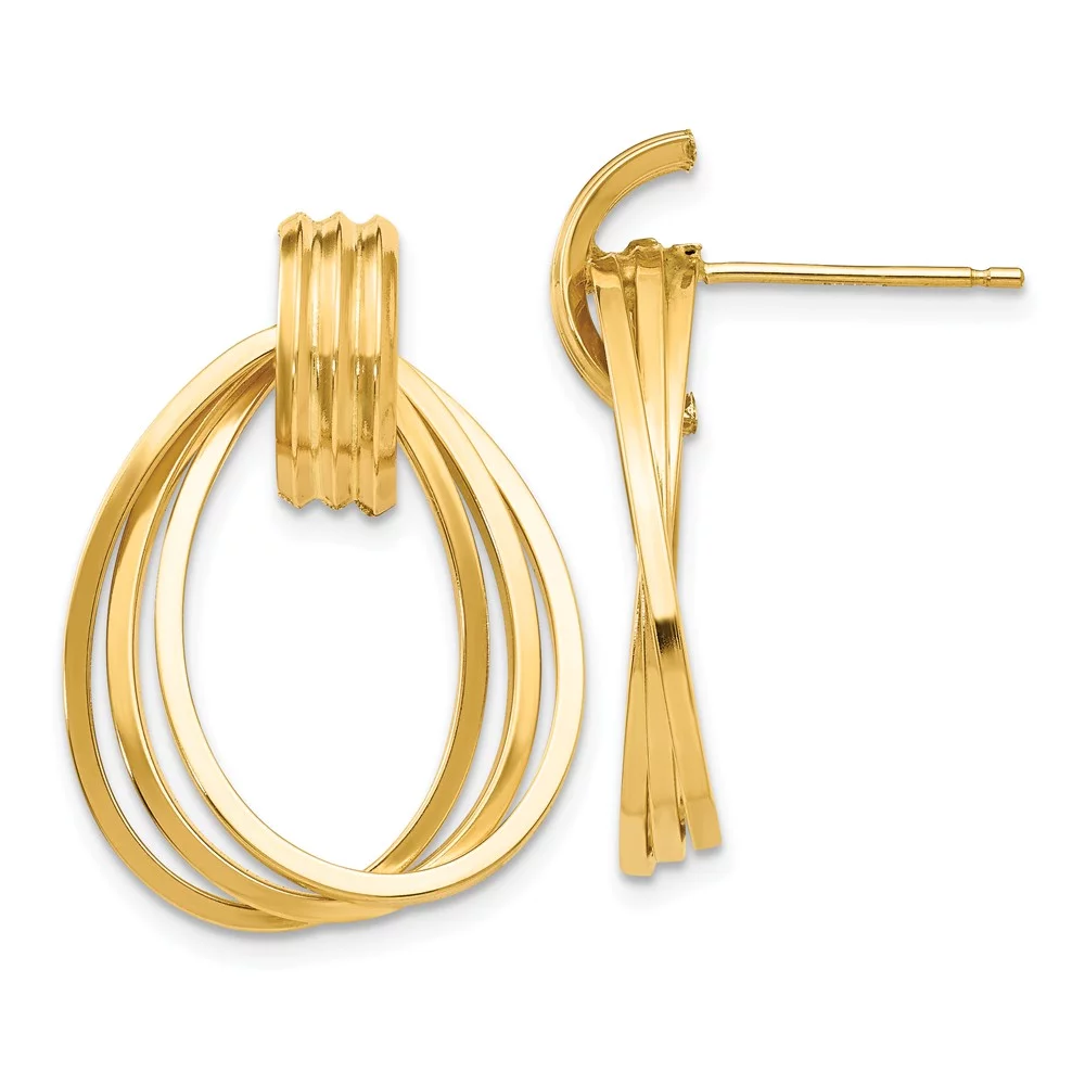 Primal Gold 14 Karat Yellow Gold Polished Triple Circle Fancy Post Earrings