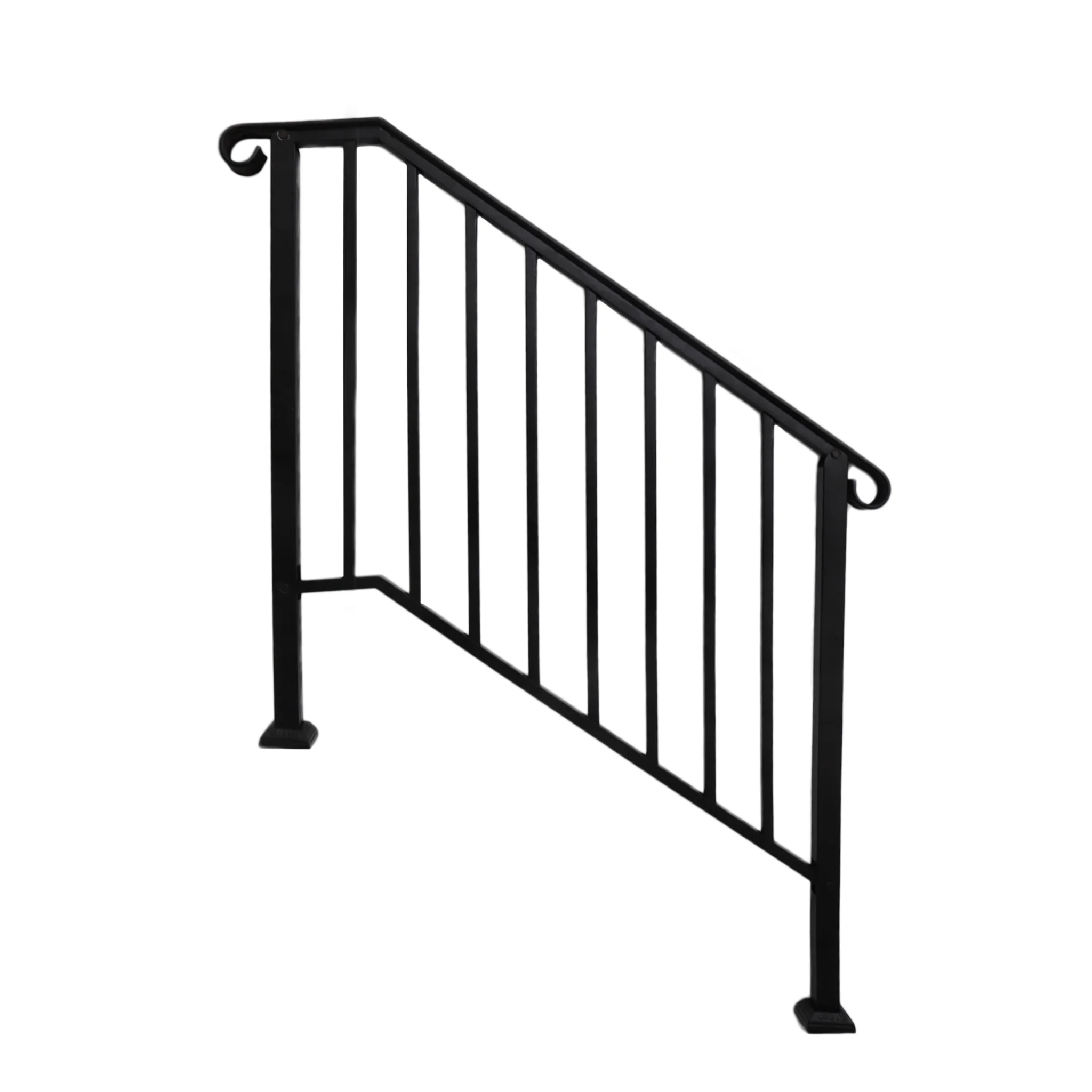 Parisloft Metal Handrail for Outdoor Steps Indoor Stairs, Iron Hand Rails for Porch/Exterior Concrete Steps/Wooden Stairs - 3 to 4 Steps - Black