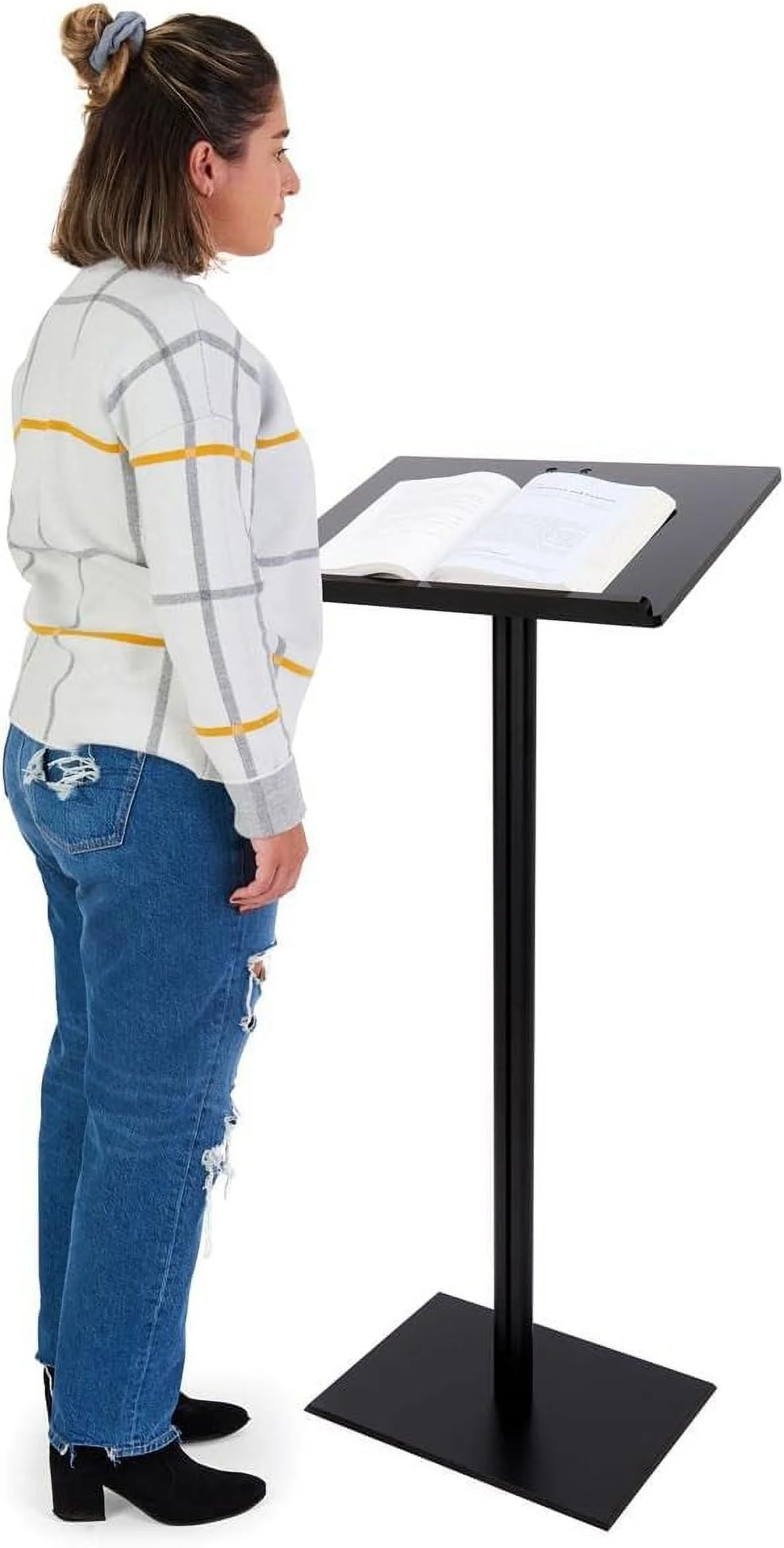 CLRLECBNDB Floor Standing Speaking Podium, Slanted Top, Quick Assembly, Black