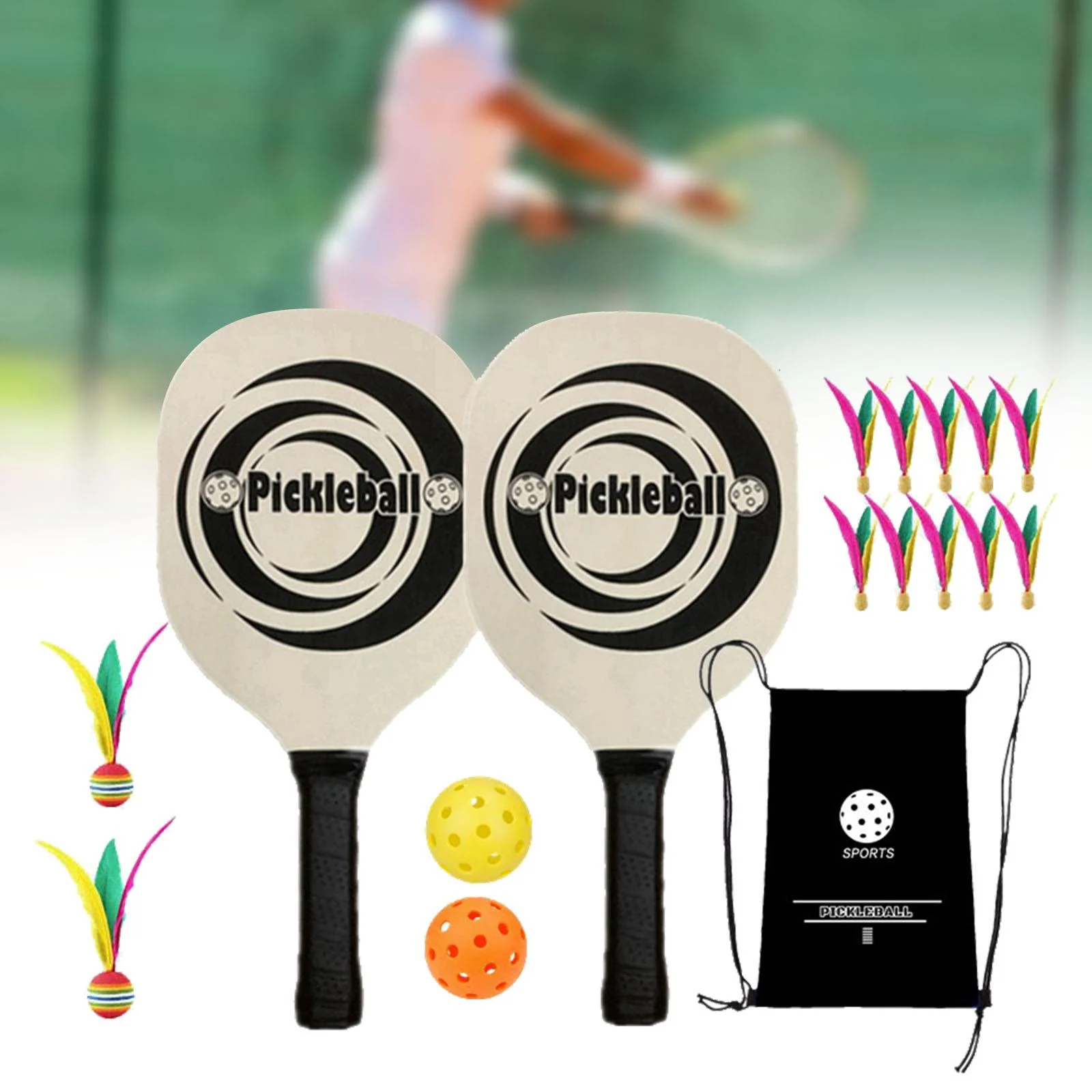 Pickleball Paddles with 2 Rackets 2 Balls Ergonomic Grip Pickleball Racquets