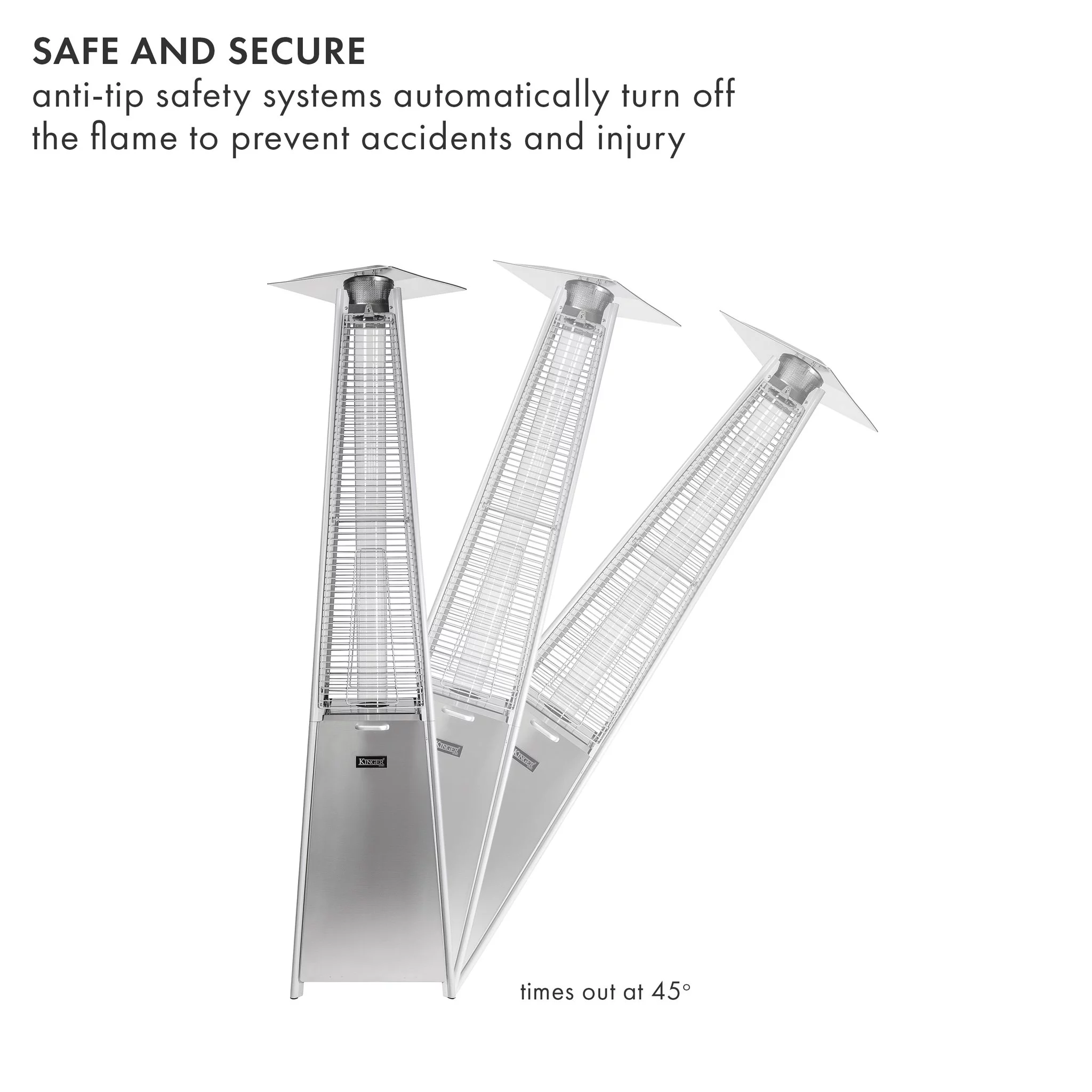 Kinger Home 46000 BTU Outdoor Propane Patio Heater with Wheels, 88 Inch Tall, Commercial & Residential