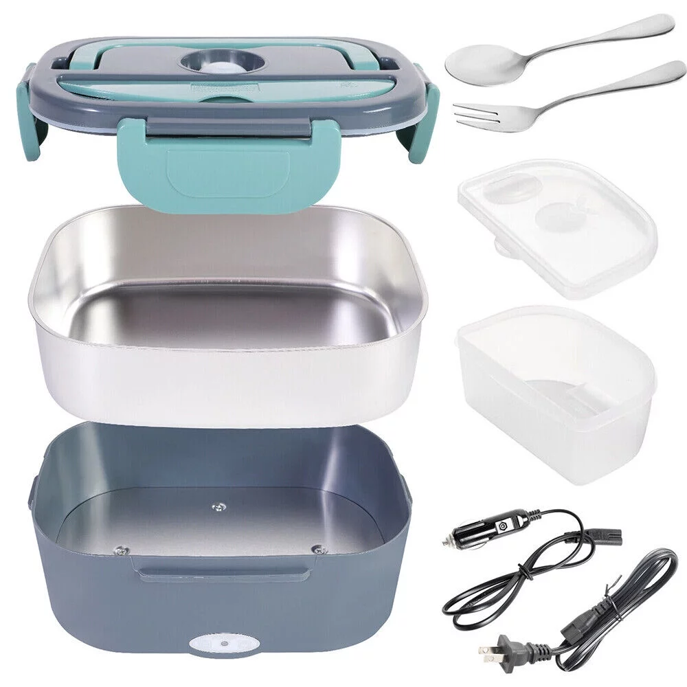 JahyElec  Convenient Heating 12V/110V Electric Lunch Box Food Warmer Stainless Steel Container Car/Home Portable