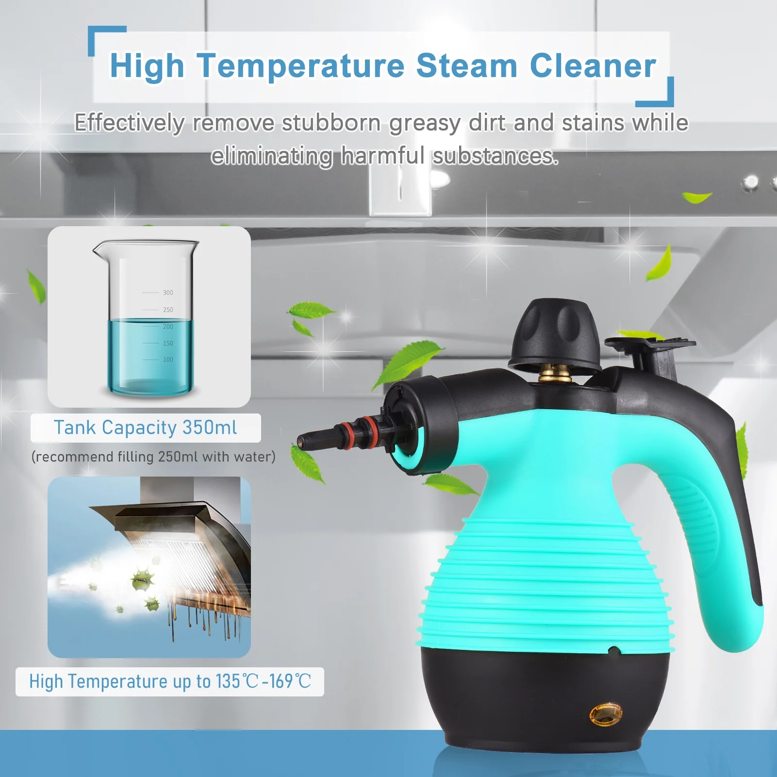 Portable Handheld Steam Cleaner 1050W Multifunctional High Temperature Pressurized Steam Cleaning Machine with 9PCS Accessory for Kitchen Sofa Bathroom Car Window