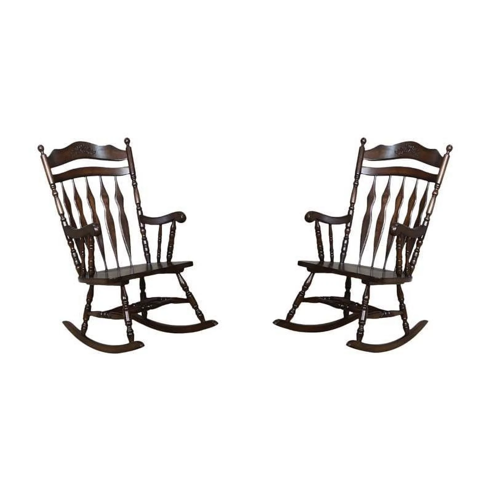 (Set of 2) Traditional Country Wood Rocker in Walnut