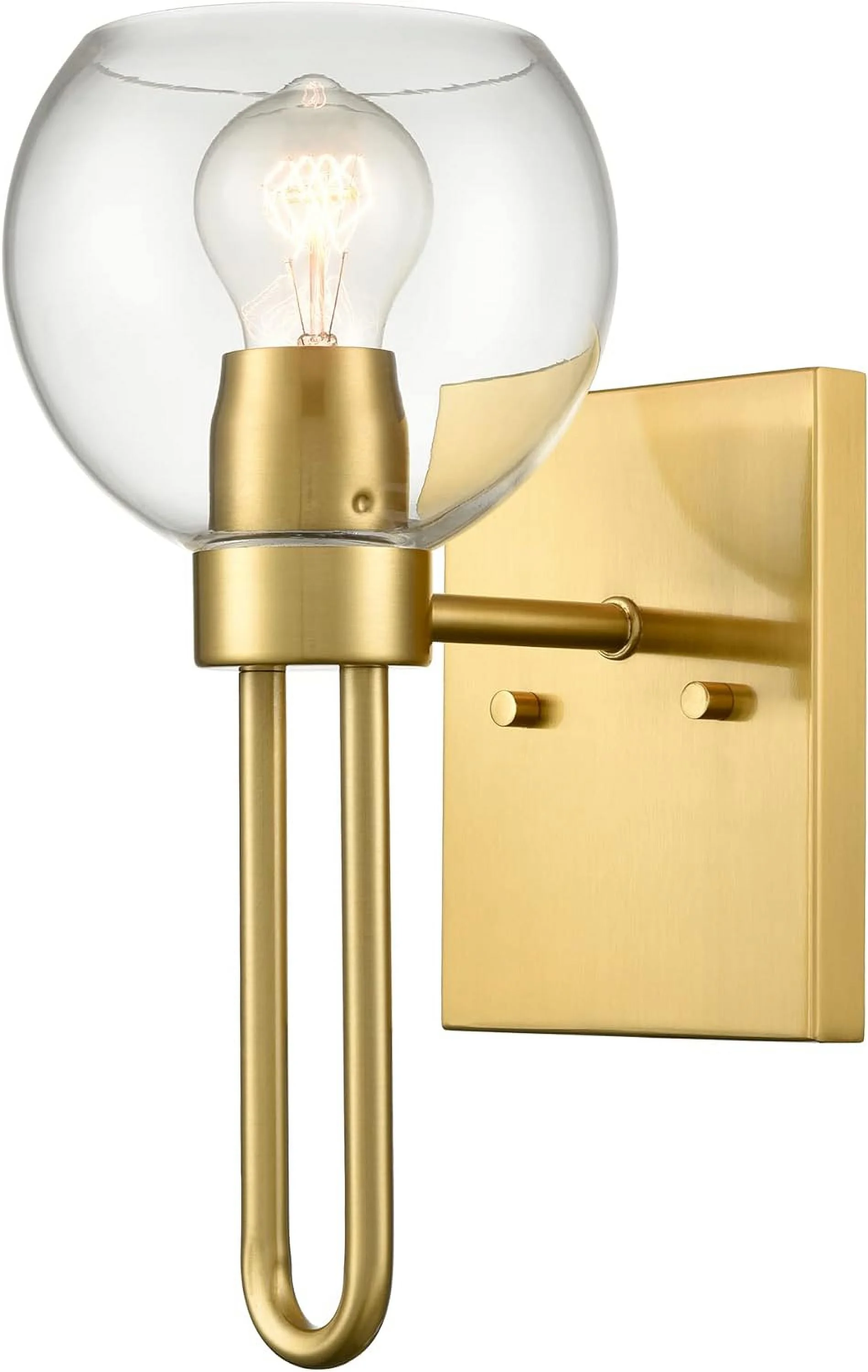 YOUB Modern Gold Wall Sconce Mid-Century Clear Glass Sconces Wall Lighting Brass Sconce Light Globe Wall Light Fixtures for Bathroom Hallway Bedroom