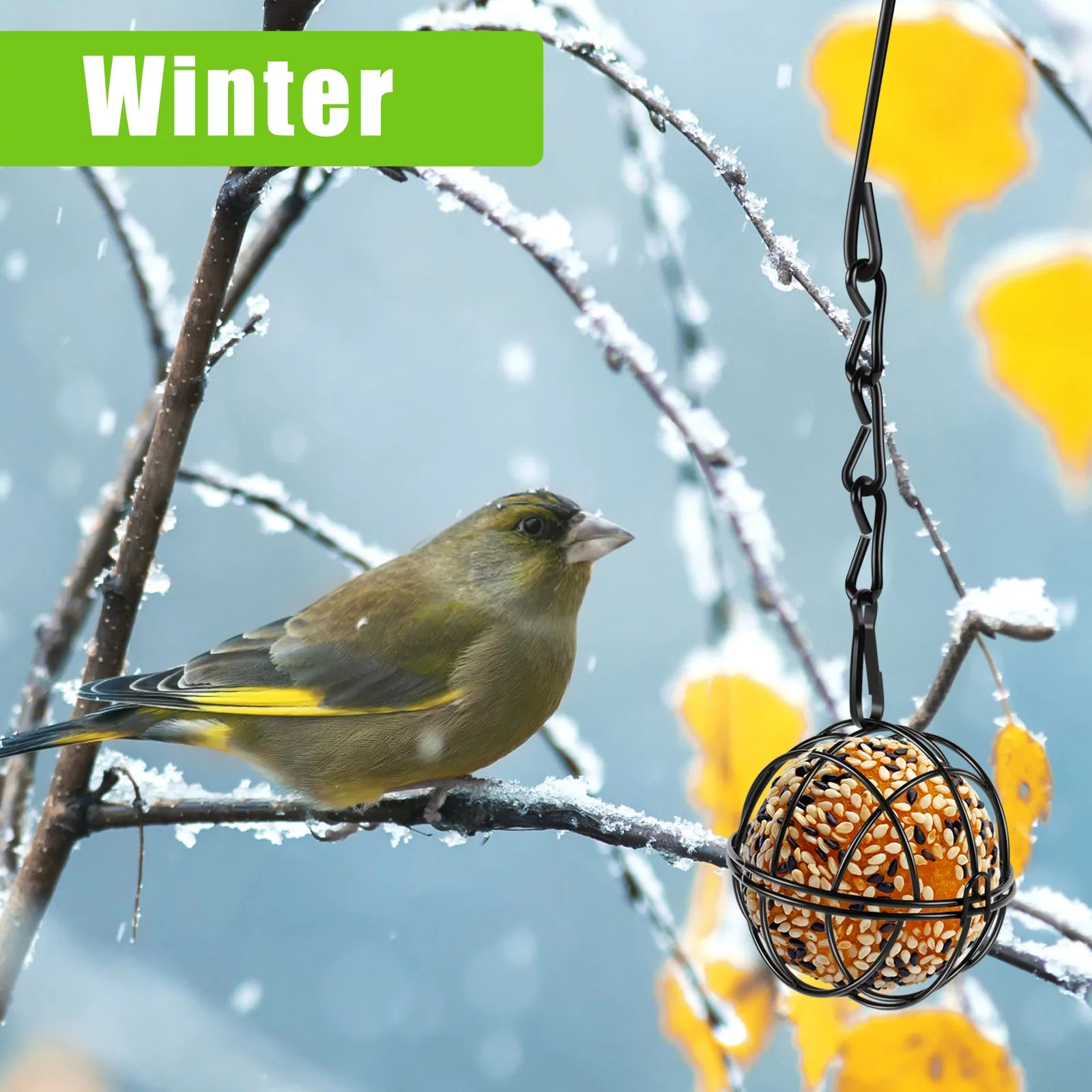 TwoLLL  Ball Metal Bird Feeder Set Bird Feeding Station Kit Hanging Hummingbird Feeders Squirrel Proof Bird Feeders Outdoor Garden Decor