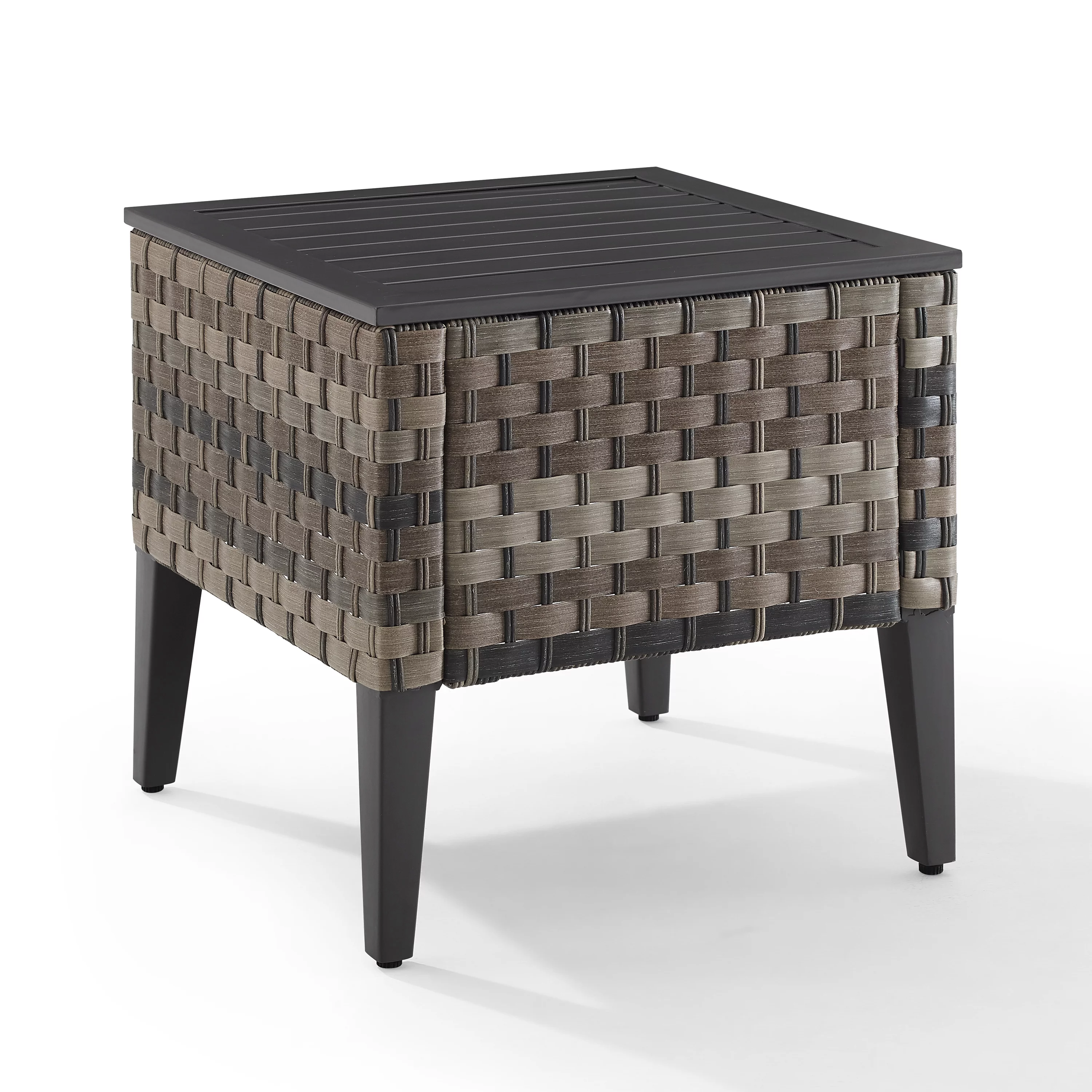 Crosley Furniture Prescott Modern Wicker Outdoor Side Table in Brown