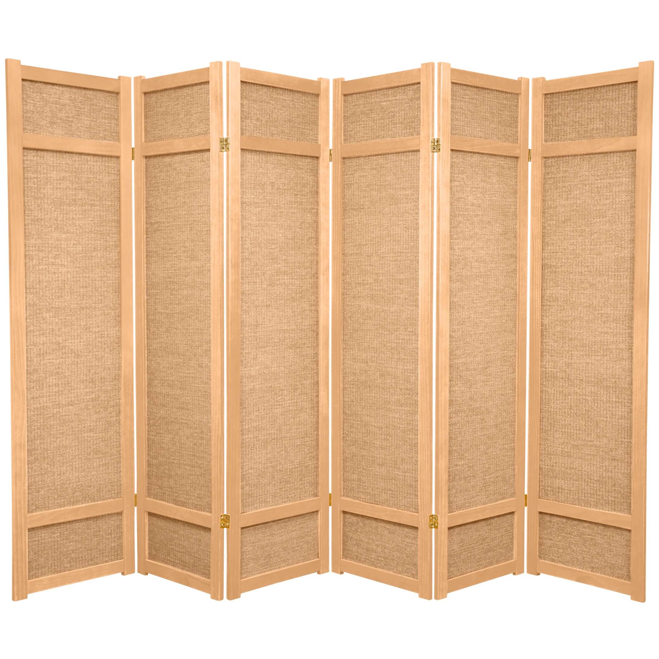 Oriental Furniture 6 ft. Tall Jute Shoji Screen - 6 Panel - Natural