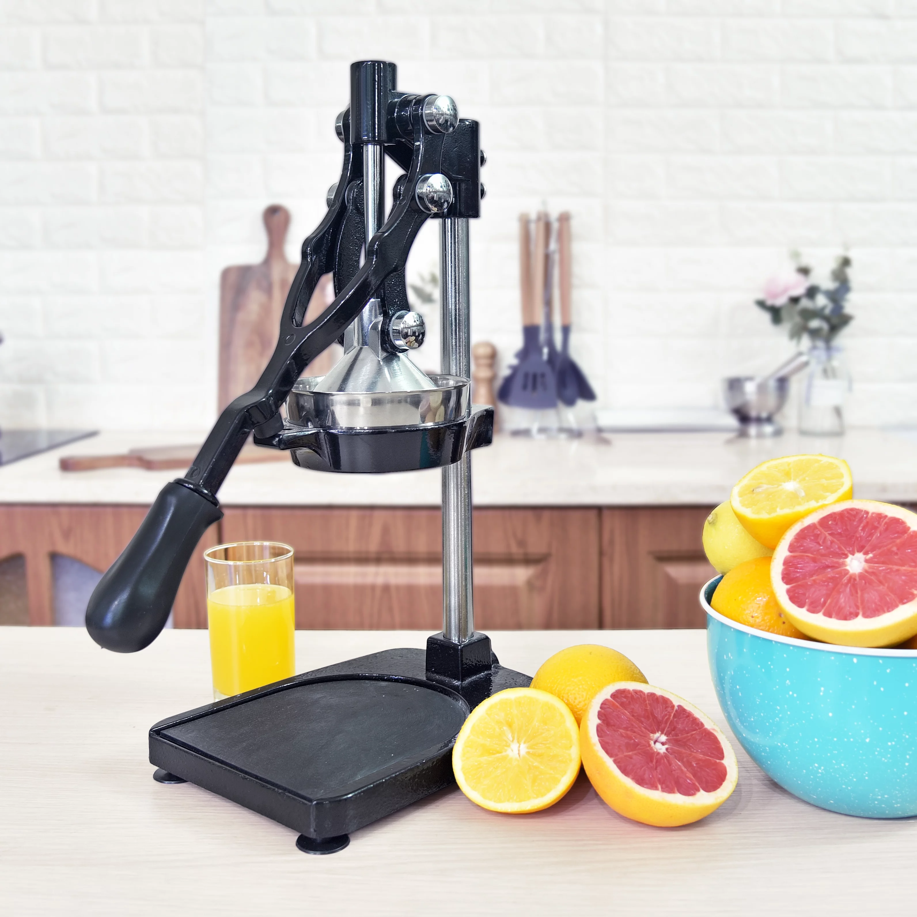 ARC 008B Manual Citrus Juicer Multifunction Juice Squeezer French Fry Cutter (Black)