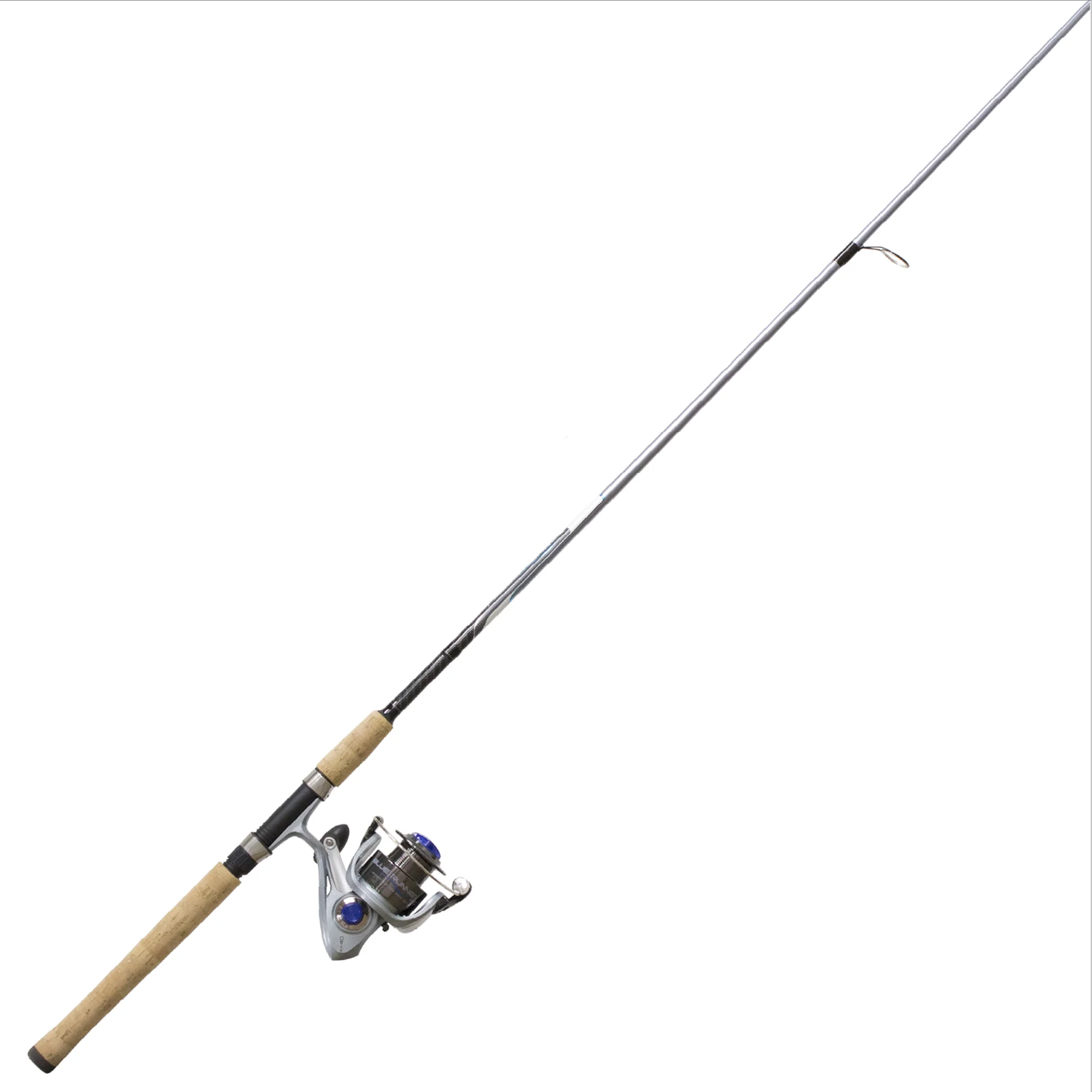 Quantum Blue Runner Spinning Reel and Fishing Rod Combo, 7-Foot 1-Piece Fiberglass Fishing Pole, Extended Cork Handle, Medium-Heavy Power, Size 40 Reel, Changeable Right- or Left-Hand Retrieve, Blue