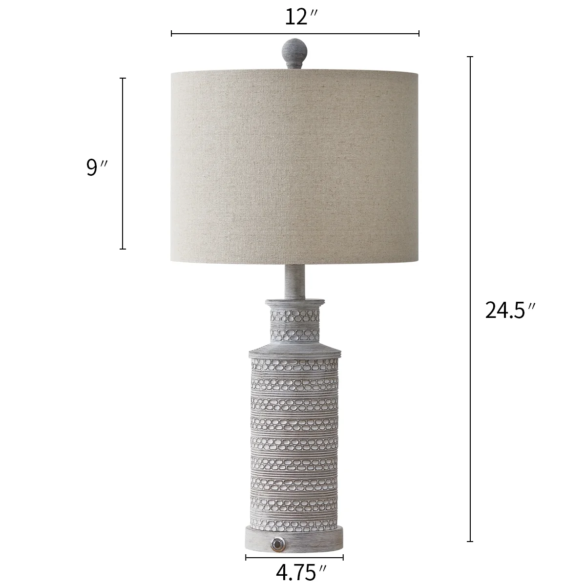 Oneach 3 Way Dimmable Table Lamp Set of 2 with USB Ports for Bedroom Living Room 24.5