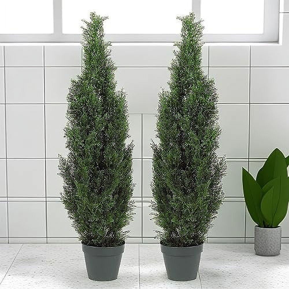 Two Pre-Potted 3' Artificial Cedar Topiary Outdoor Indoor Tree