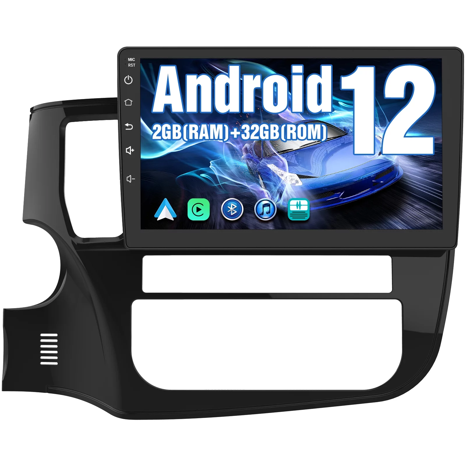 AWESAFE Wireless Carplay Car Radio Stereo Compatible Mitsubishi Outlander 2014-2018,Andriod 12 2GB+32GB with Carplay Android Auto GPS Navigation Bluetooth Steering Wheel Control