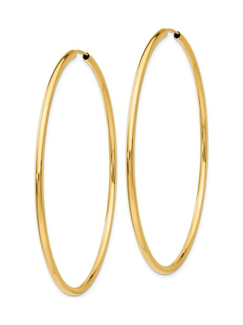 Primal Gold 14 Karat Yellow Gold Polished Round Endless 2mm Hoop Earrings