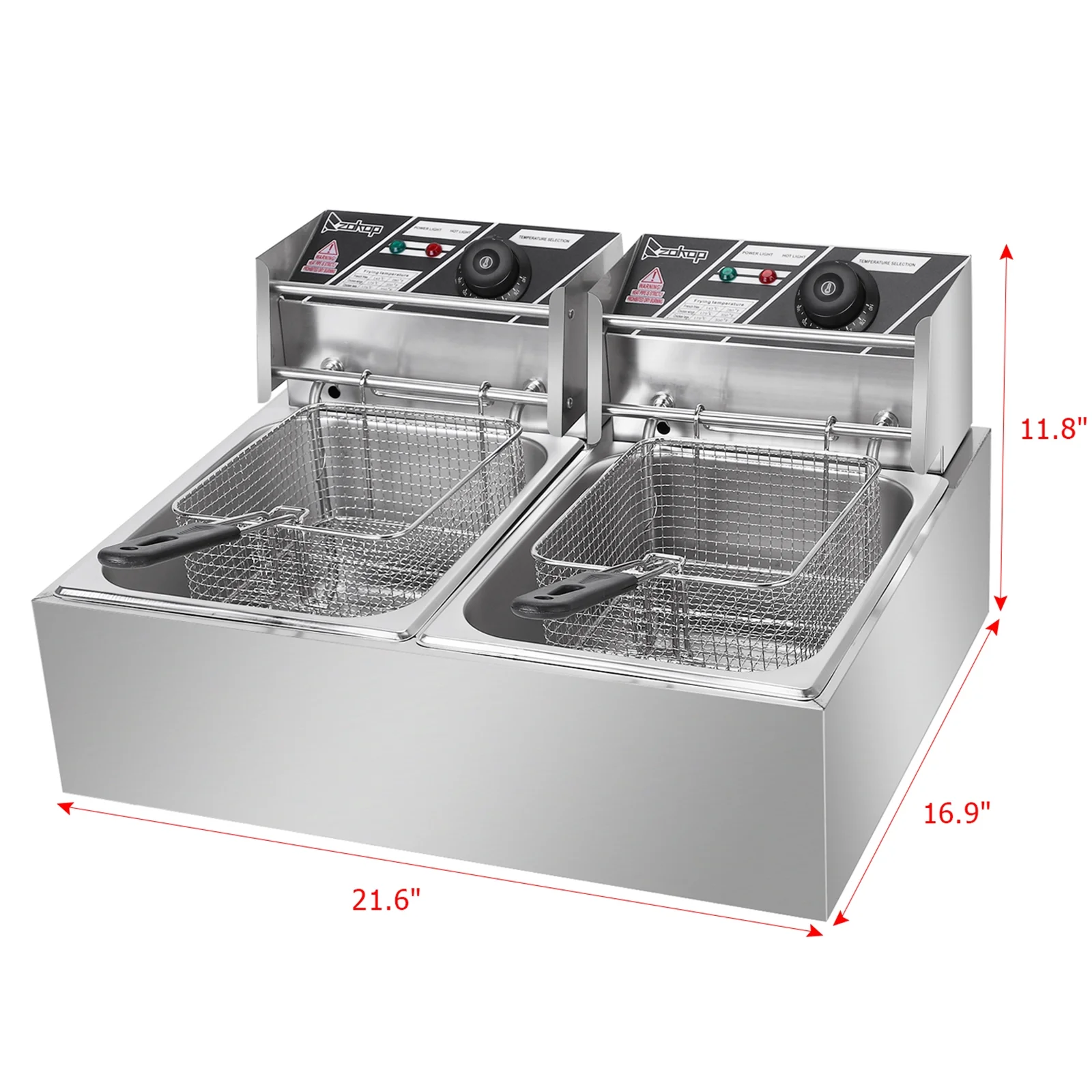 【Replace the old encoding 26280116】EH82 5000W MAX  12.7QT/12L Stainless Steel Double Cylinder Electric Fryer US Plug