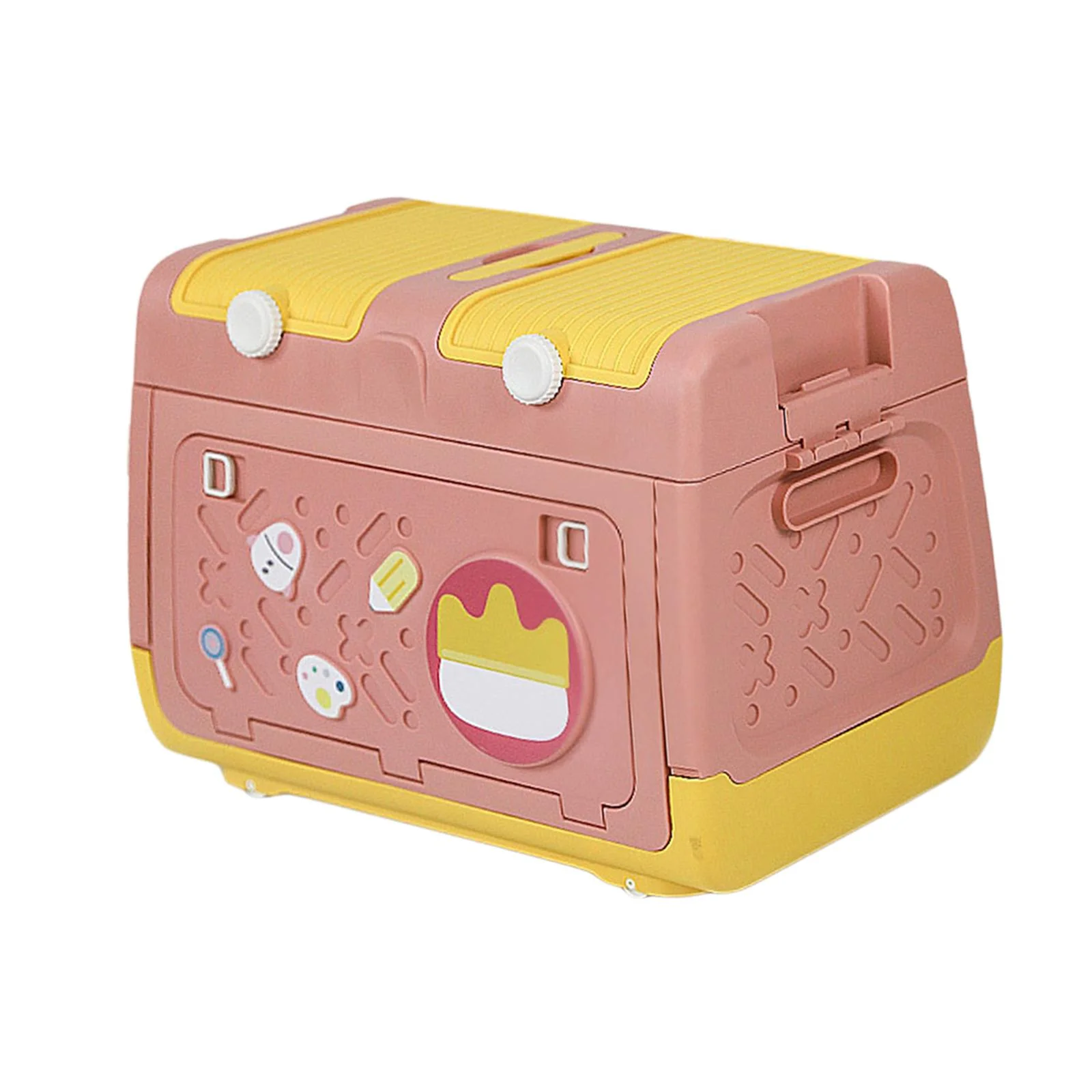 LOVIVER Stackable Toy Storage Box with Container Multipurpose Space Saving Cute Lidded Storage Bins for Book Toys Kids Bedroom Pink