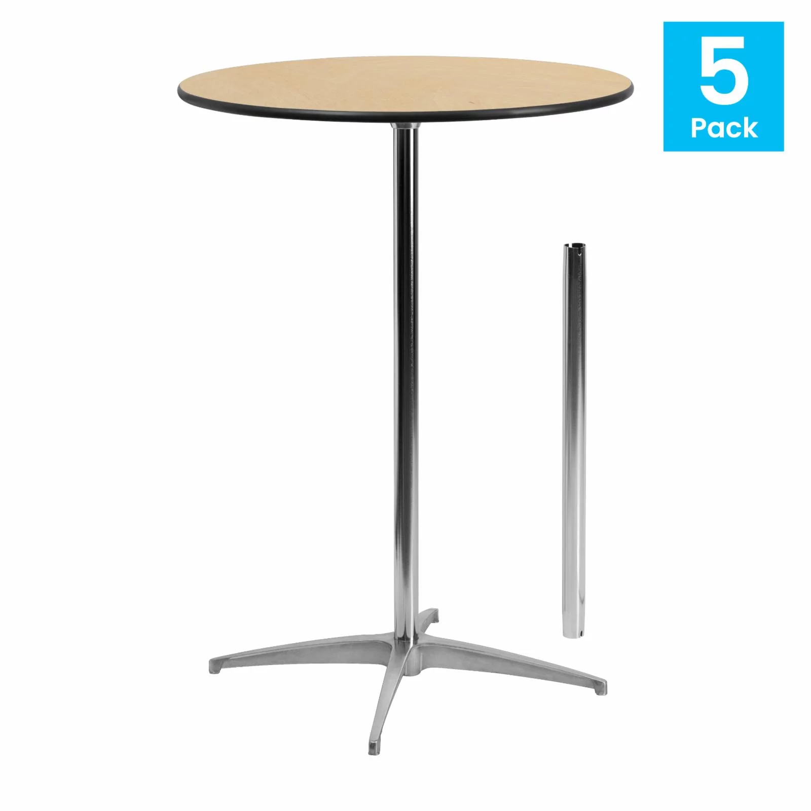 Flash Furniture Lars 30 in. Round Adjustable Height Wood and Metal Cocktail Table