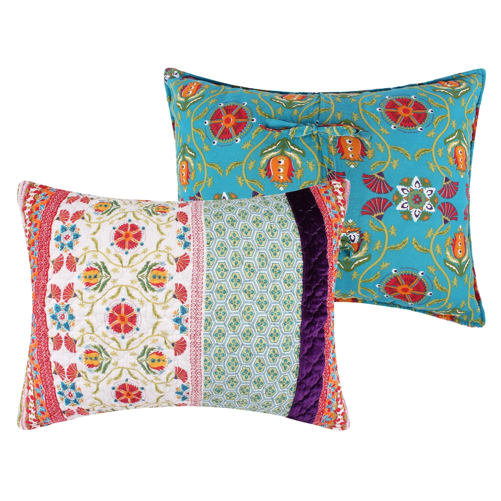 Greenland Home Fashions  Thalia 100% Cotton, Vevlet-Embellished Pillow Shams (Set of 2) Standard