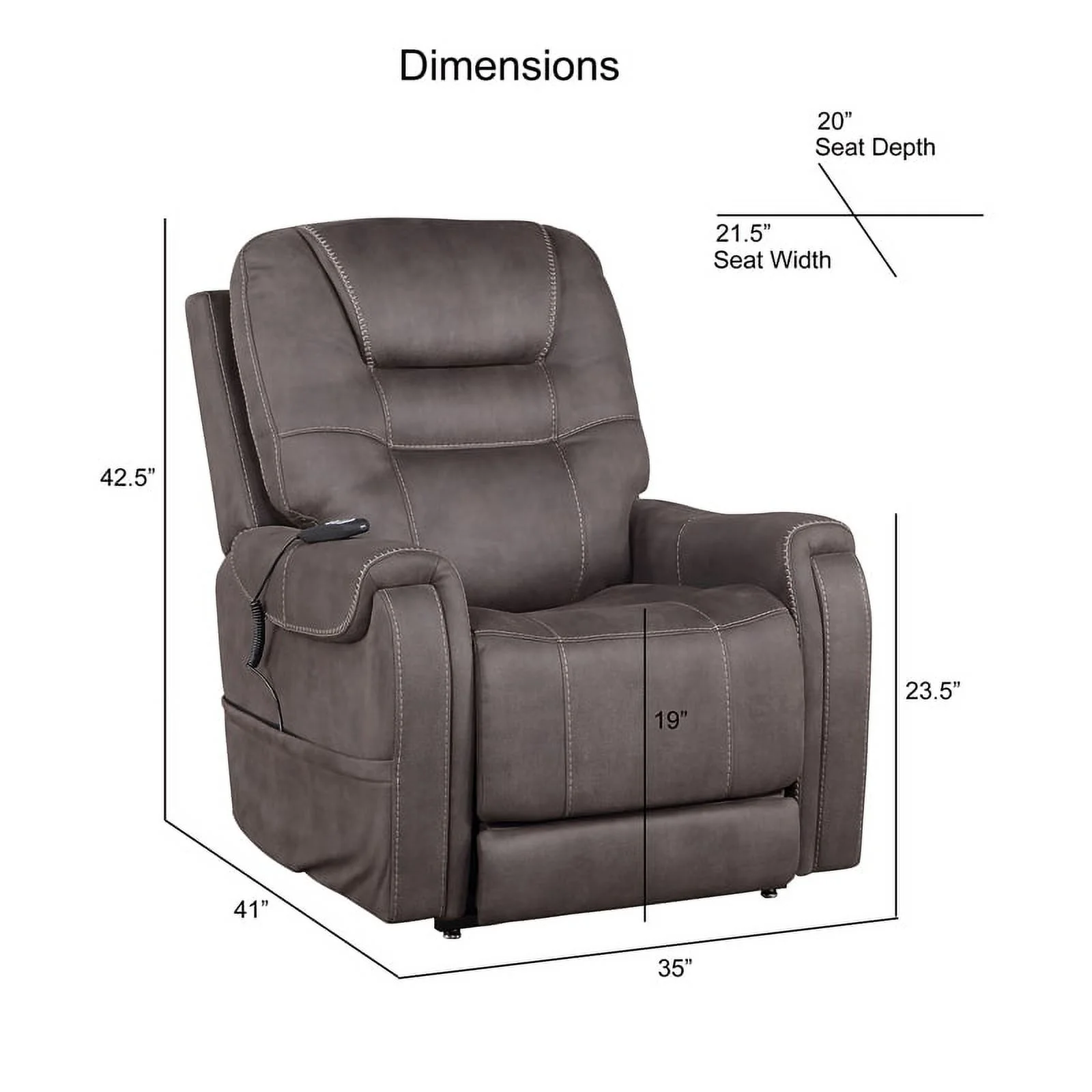Bowery Hill Transitional Stone Microfiber Power Lift Chair with Heat
